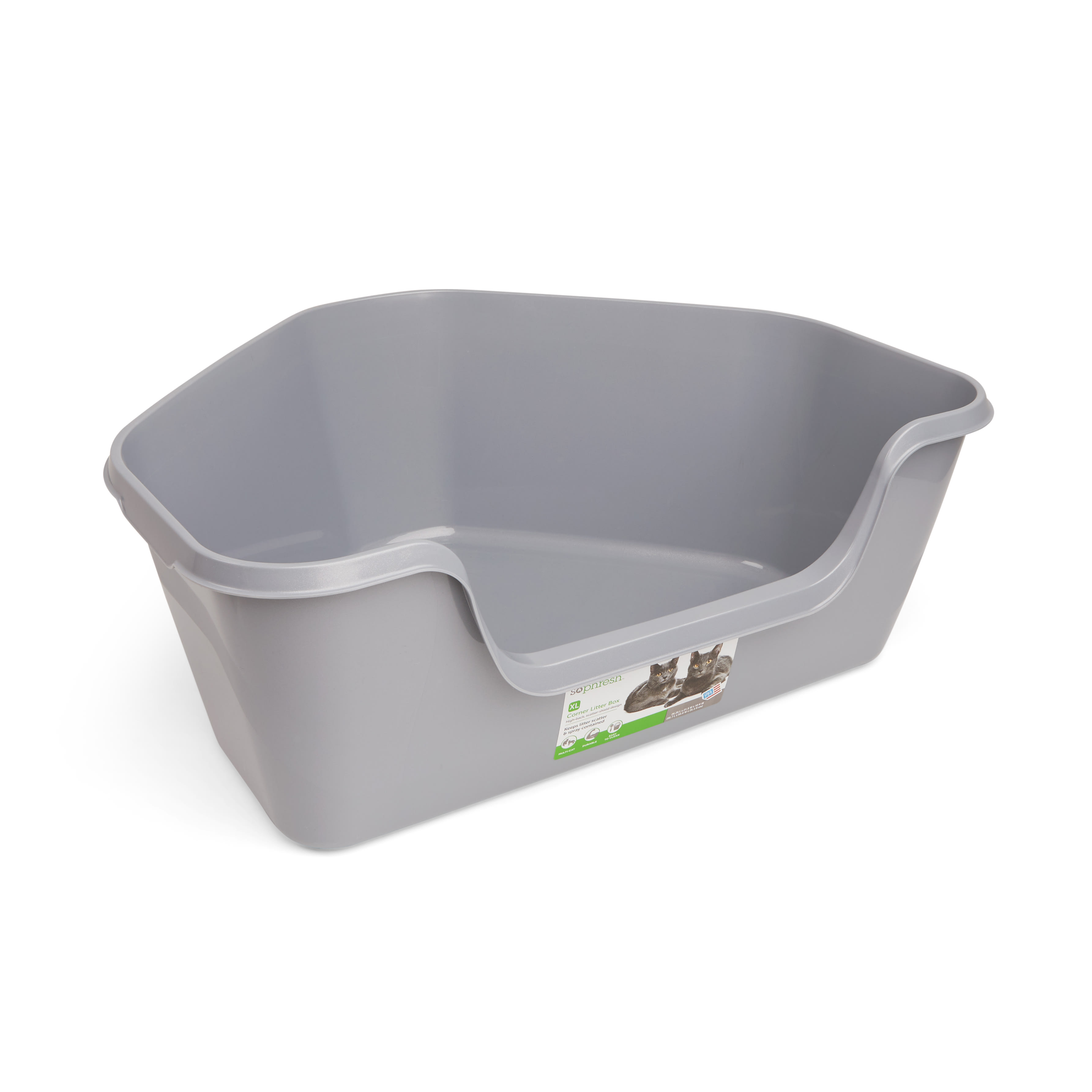 Corner covered clearance cat litter box