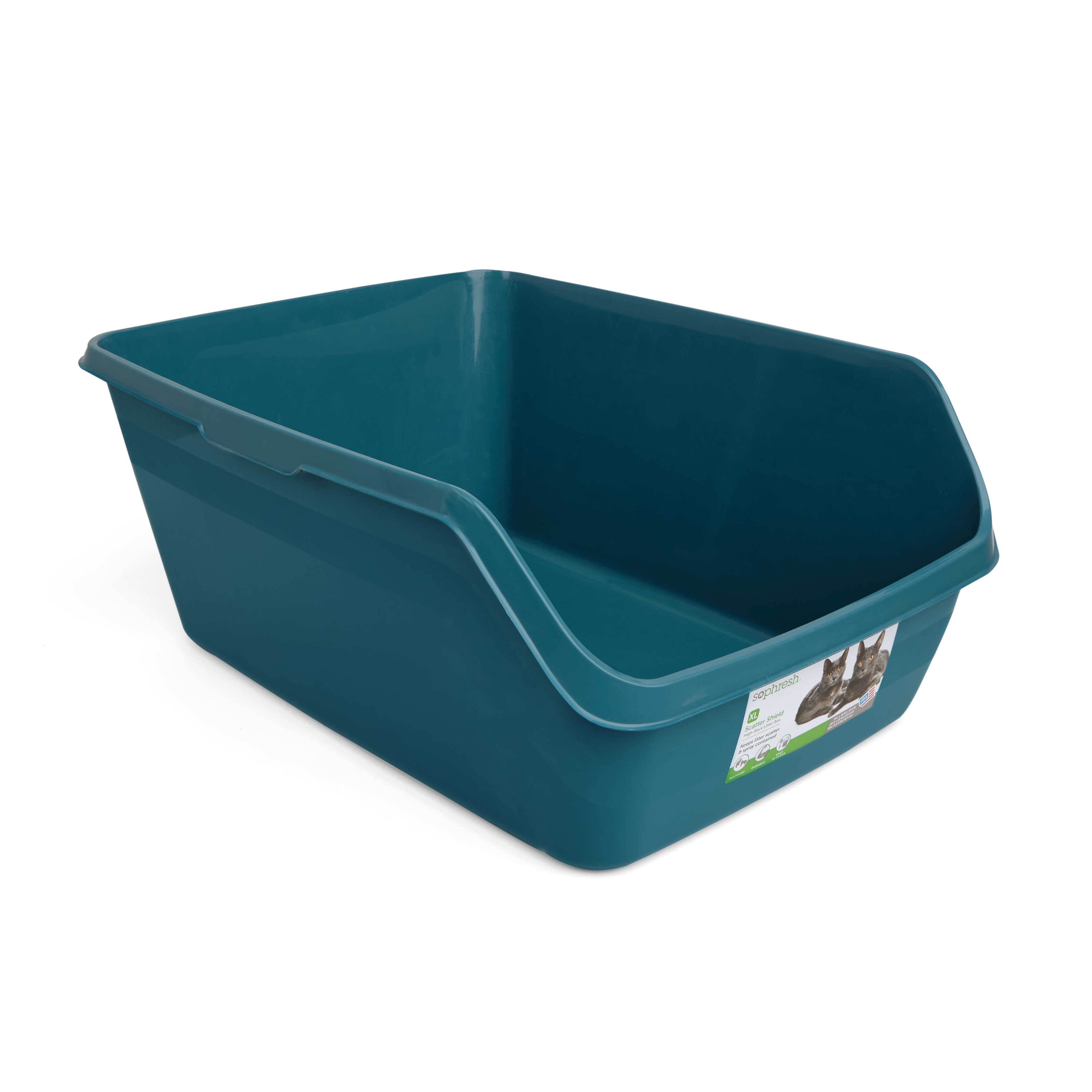 So Phresh Teal Scatter Shield High Back Litter Box for Cat X Large