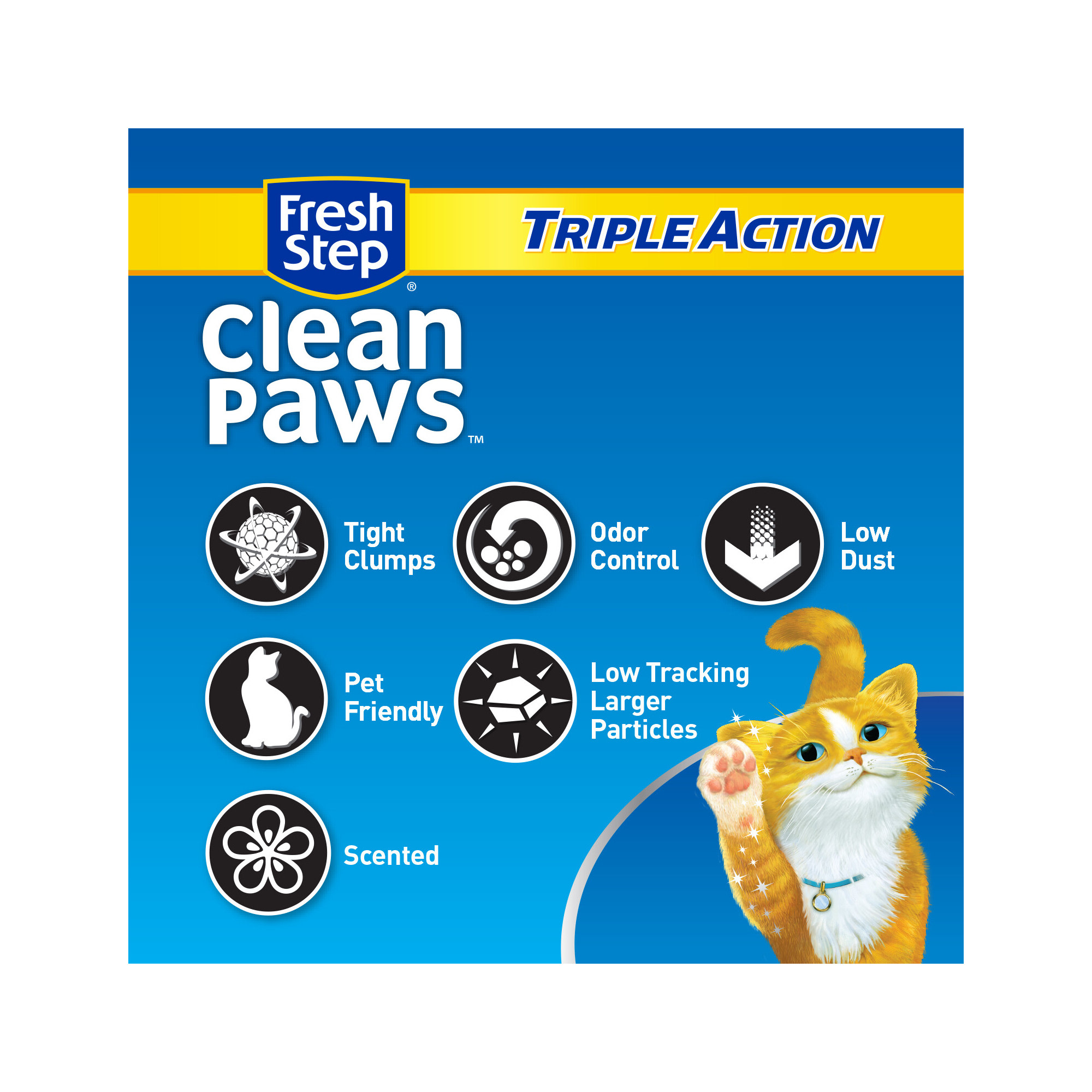 Fresh Step Clean Paws Triple Action Scented Clumping Cat Litter, 22.5 lbs.