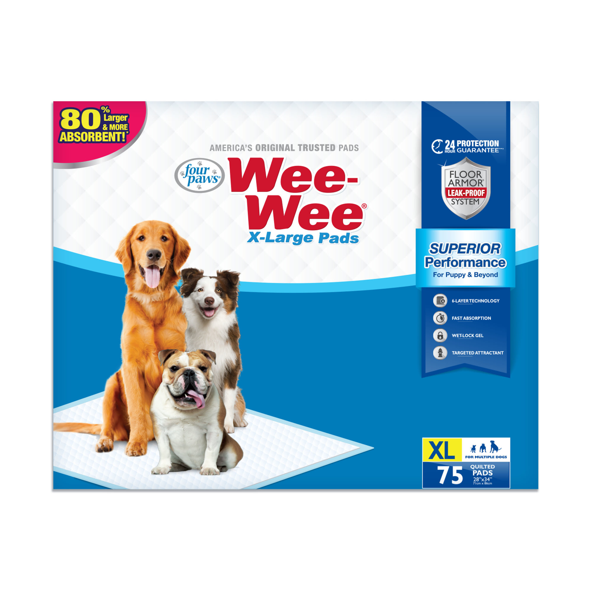 Wee-Wee XL Potty Pads, 75 Count | Petco