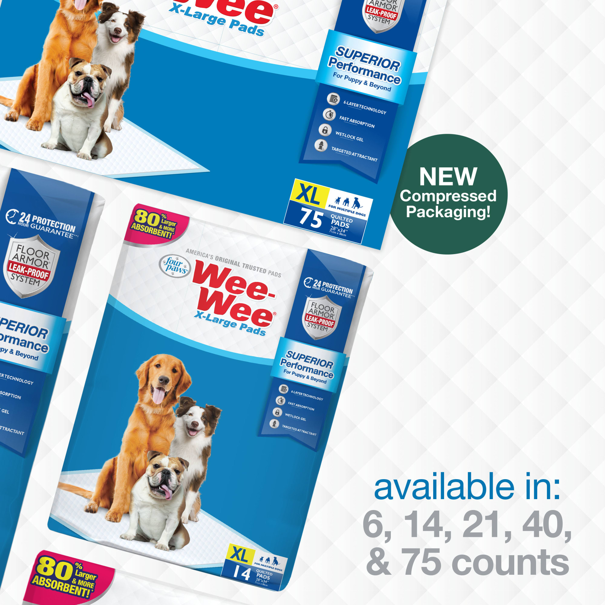 Wee Wee XL Potty Pads 75 Count Petco