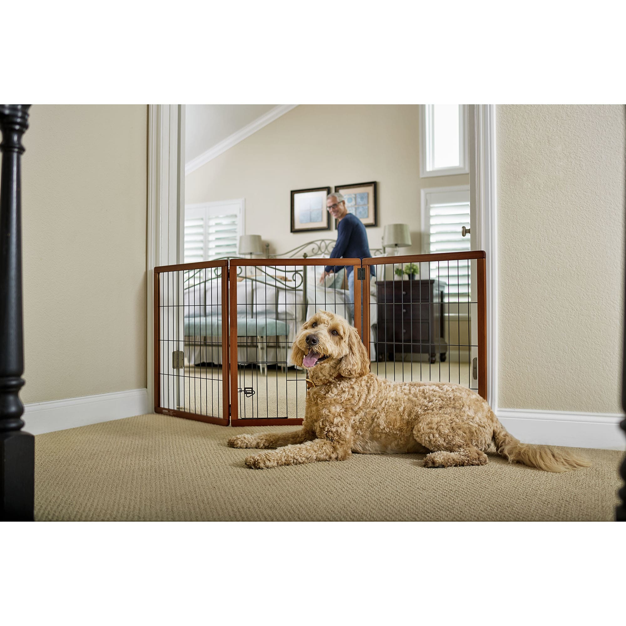 you and me free standing wooden pet gate