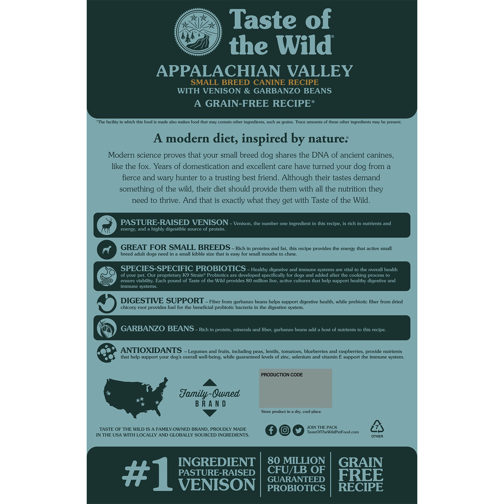 Taste of the Wild Appalachian Valley Small Breed Grain Free Roasted Venison Dry Dog Food 28 lbs