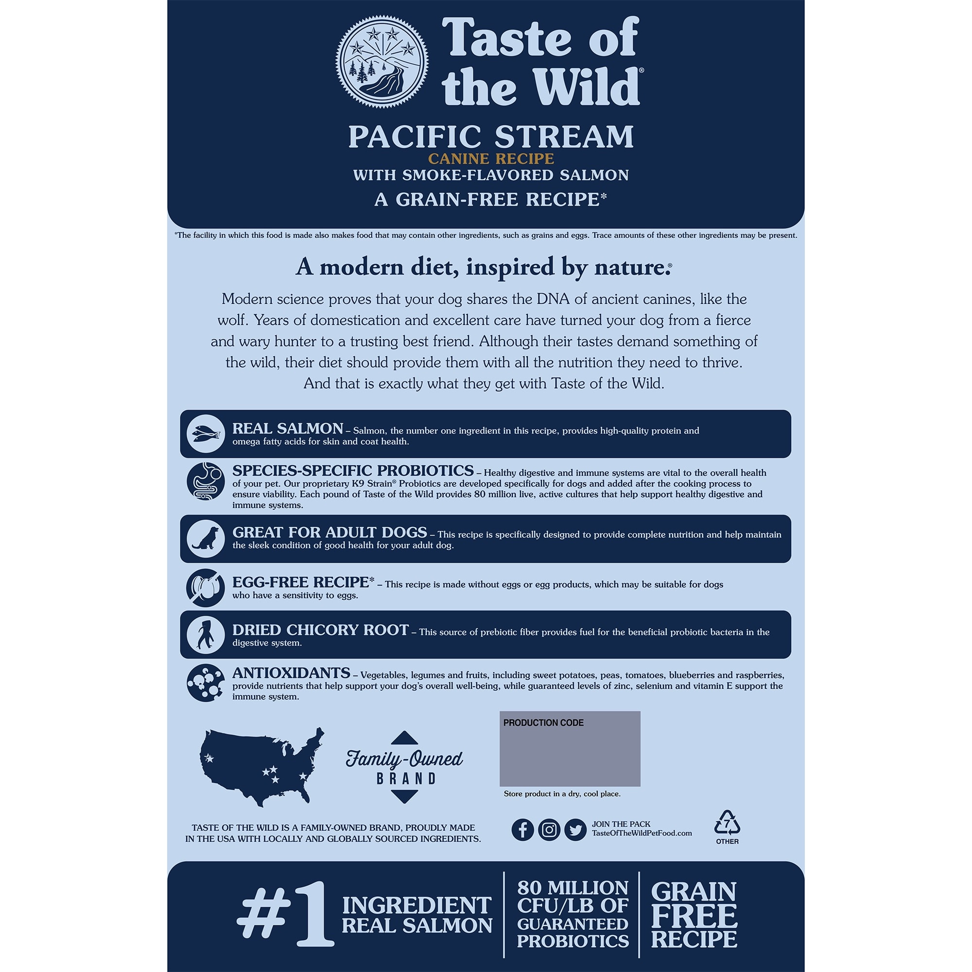 Taste of the Wild Pacific Stream Grain Free with Smoke Flavored Salmon Dry Dog Food 28 lbs