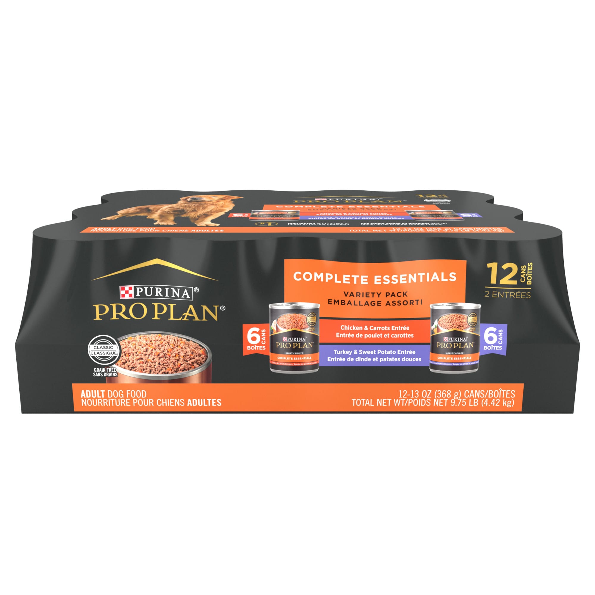 Purina Pro Plan Complete Essentials Grain Free Chicken and Turkey Entrees  Adult Wet Dog Food Variety Pack, 13 oz., Case of 12 Petco