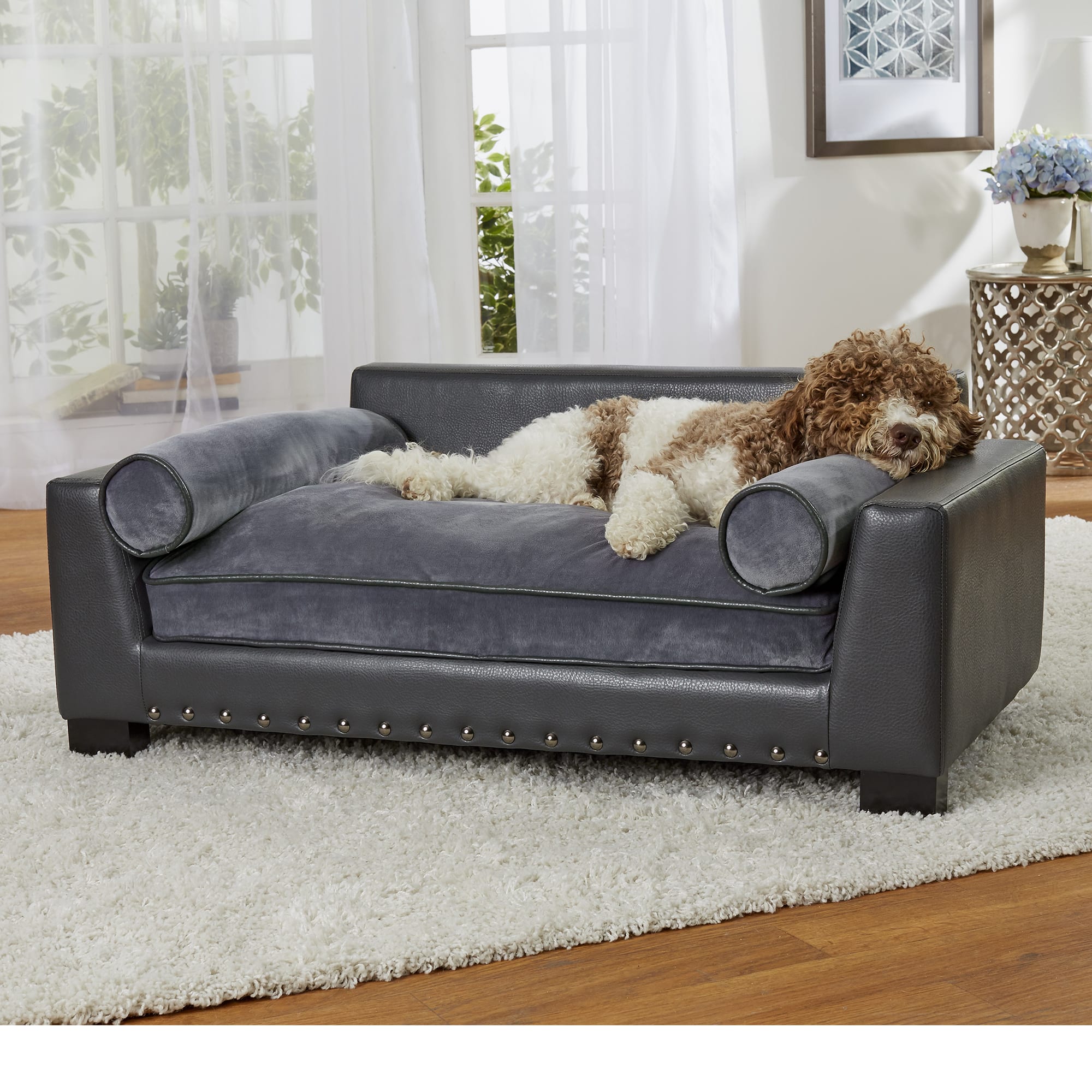 Gray deals dog sofa