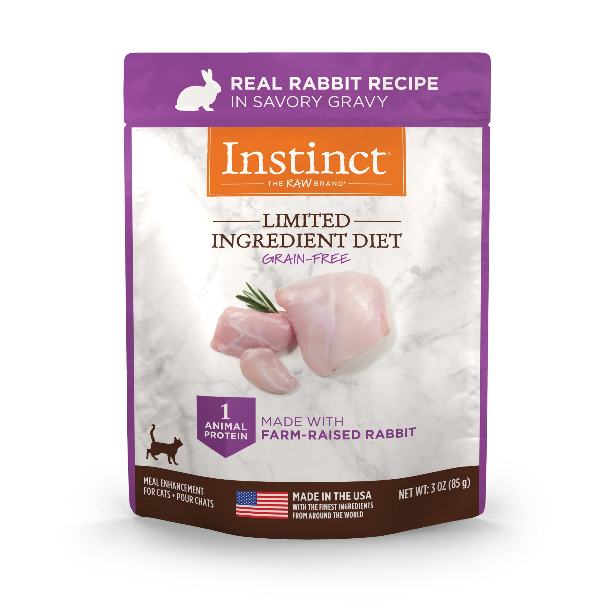 Instinct Limited Ingredient Diet Grain Free Real Rabbit Recipe Natural Wet Cat Food Topper 3 oz. Case of 24