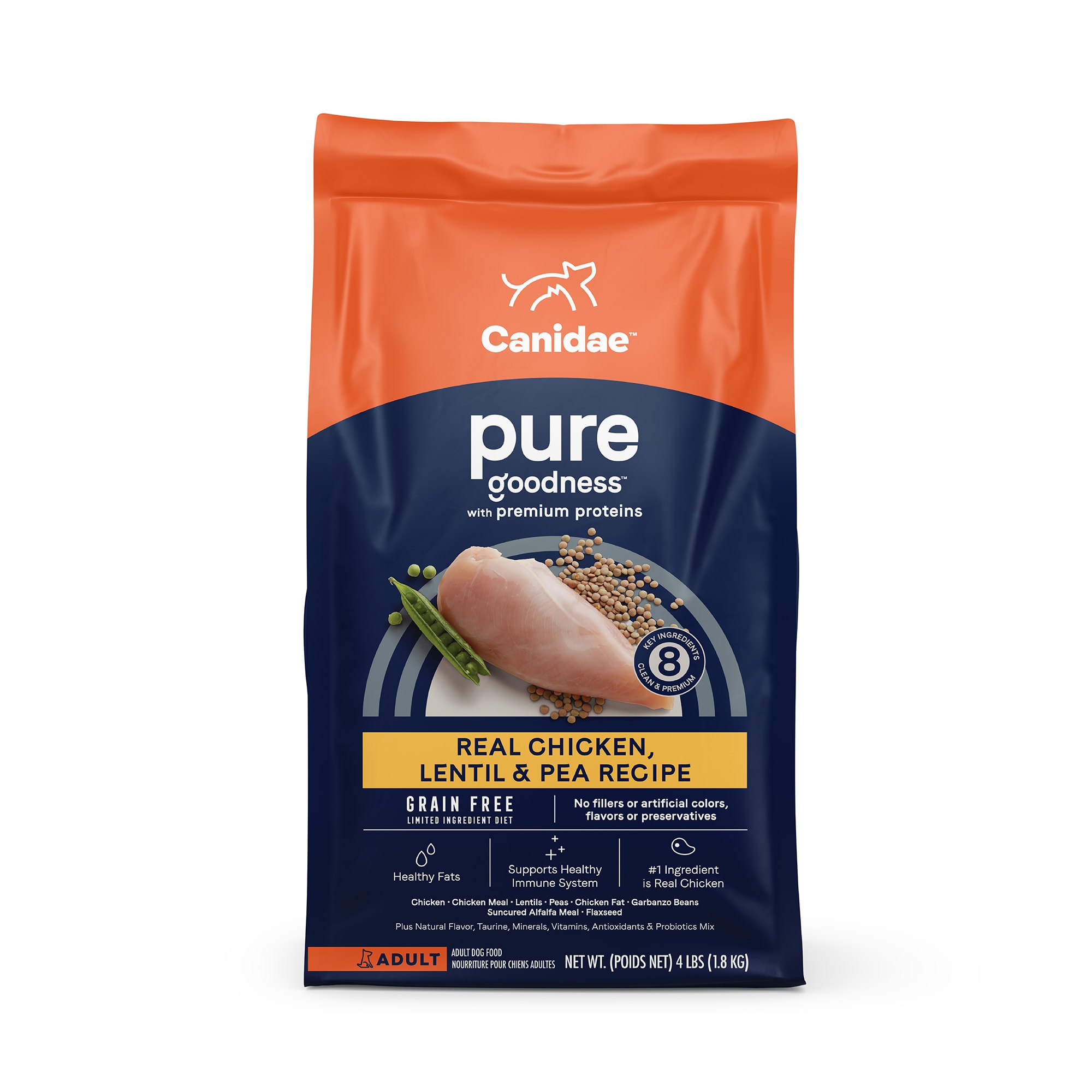 Canidae Pure Grain Free Limited Ingredient Real Chicken Lentil Pea Recipe Dry Dog Food 4 lbs