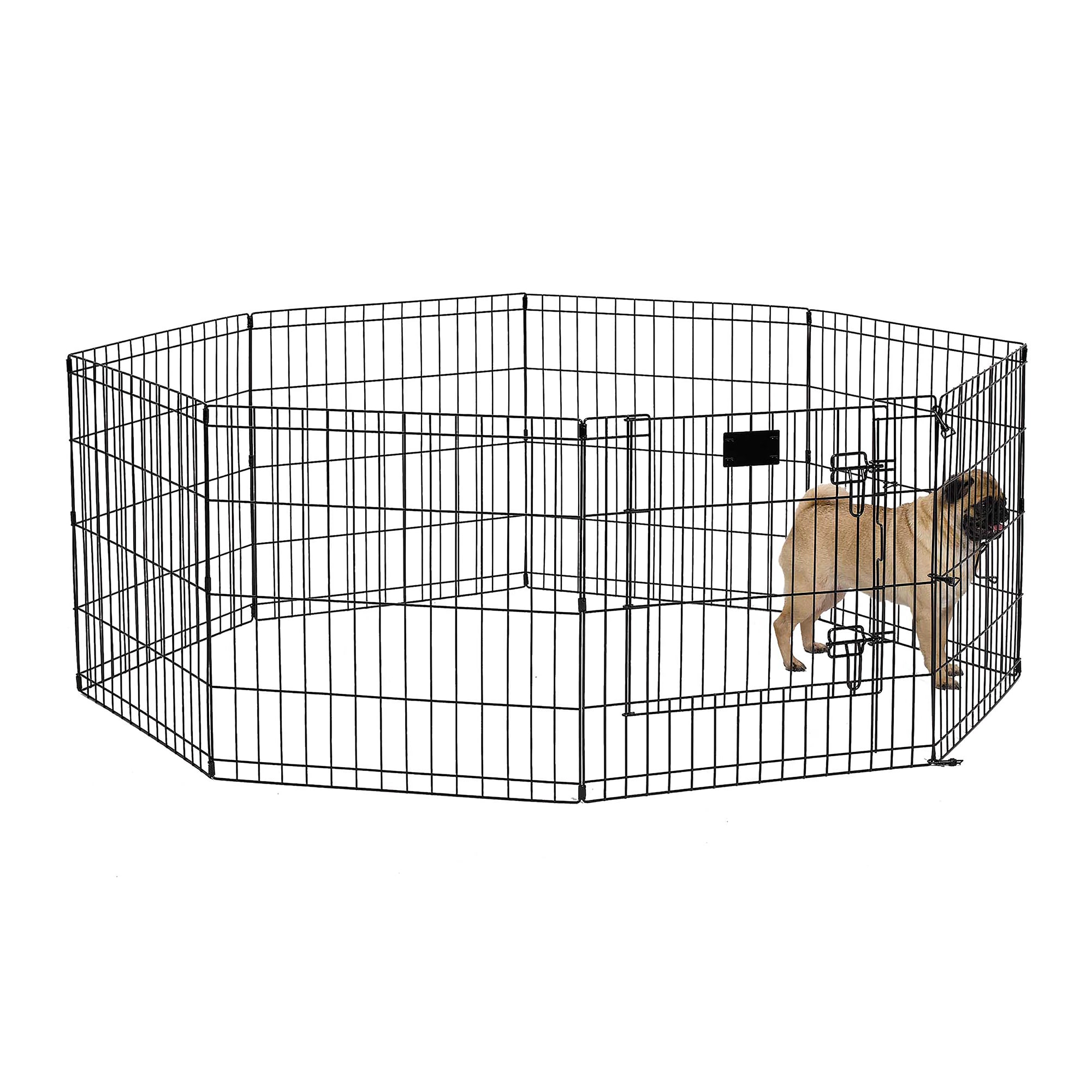 MidWest Homes For Pets Metal Black Exercise Pet Dog Playpen with Door  24 H