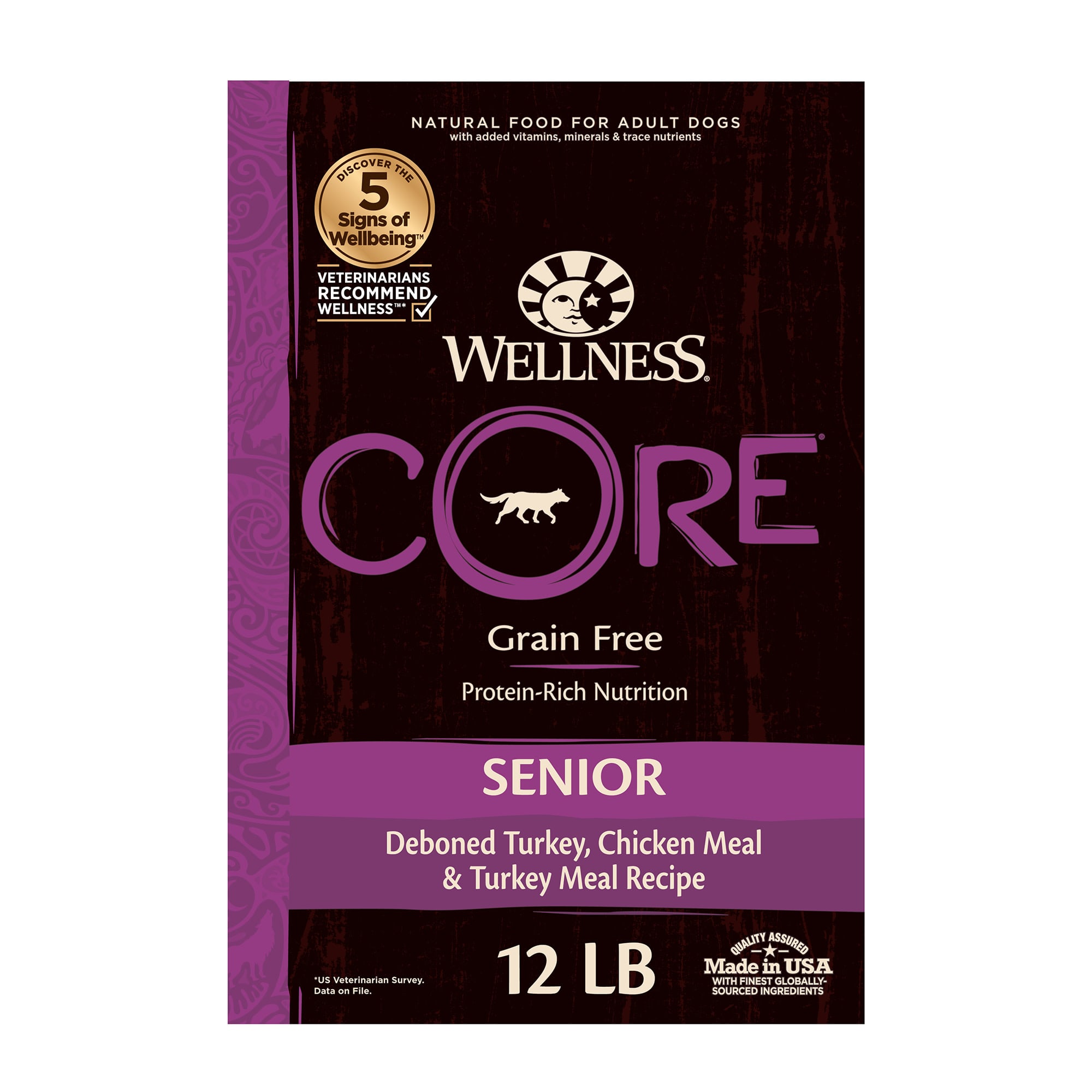 Wellness Core Natural Grain Free Senior Dry Dog Food 24 lbs