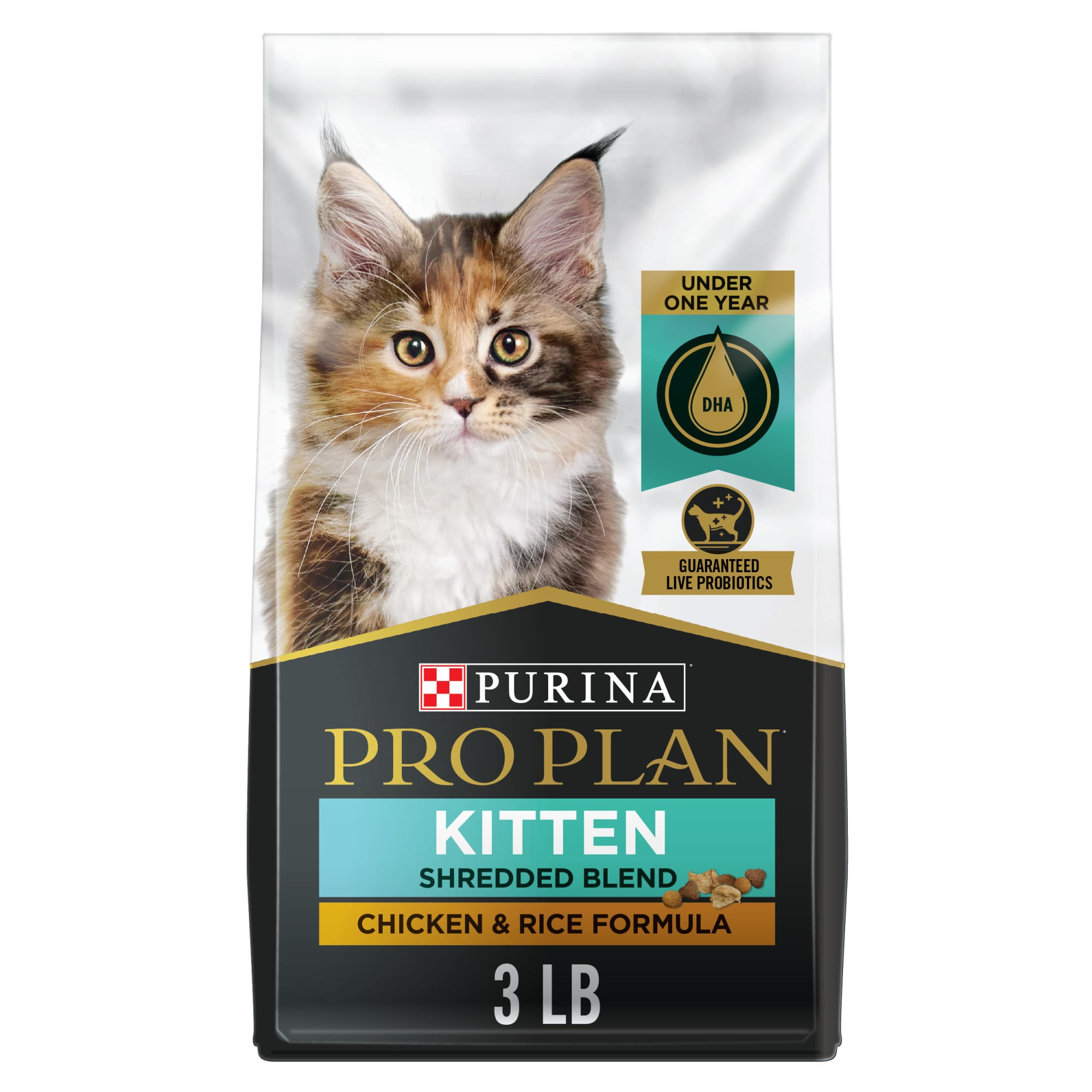 Purina Pro Plan with Probotics High Protein Shredded Blend Chicken Rice Formula Dry Kitten Food 5 lbs