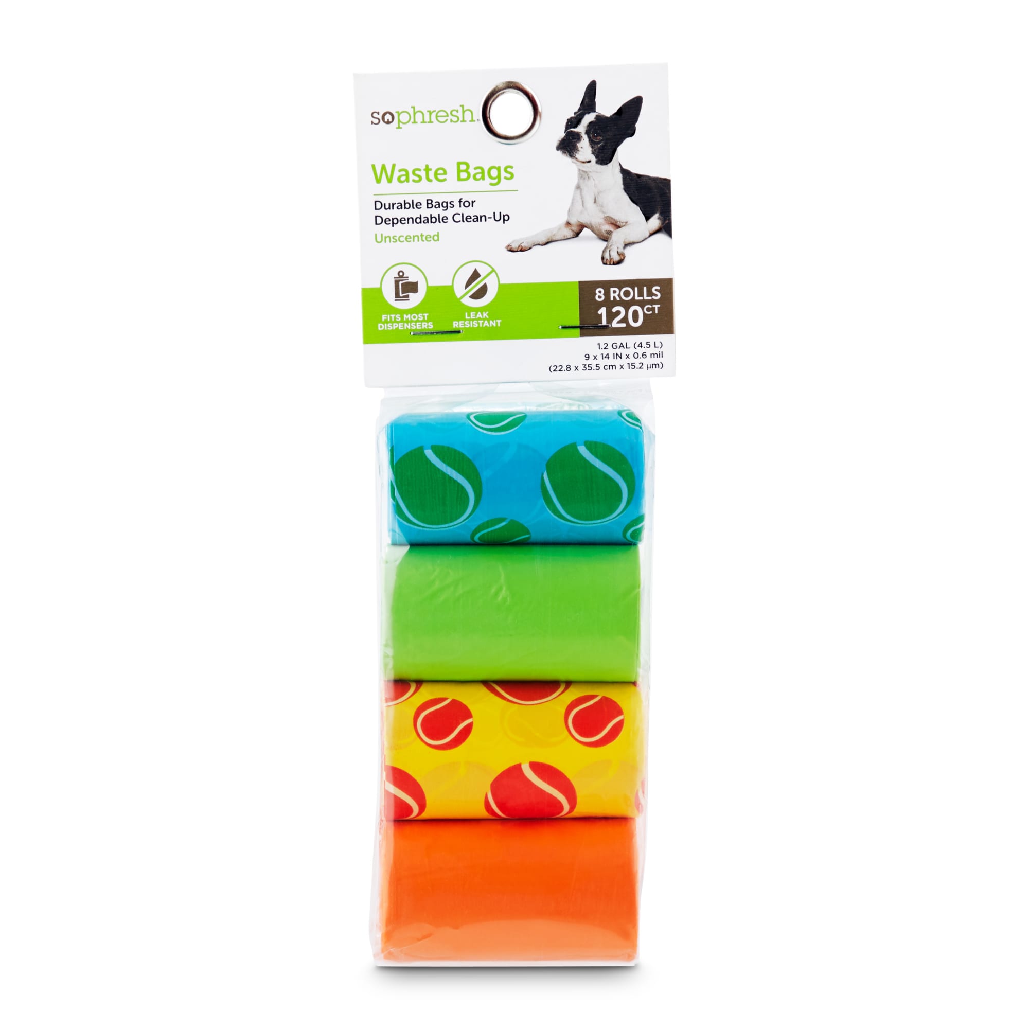 So Phresh Multicolored TennisBallPrint Dog Waste Bags, Count of 120 Petco