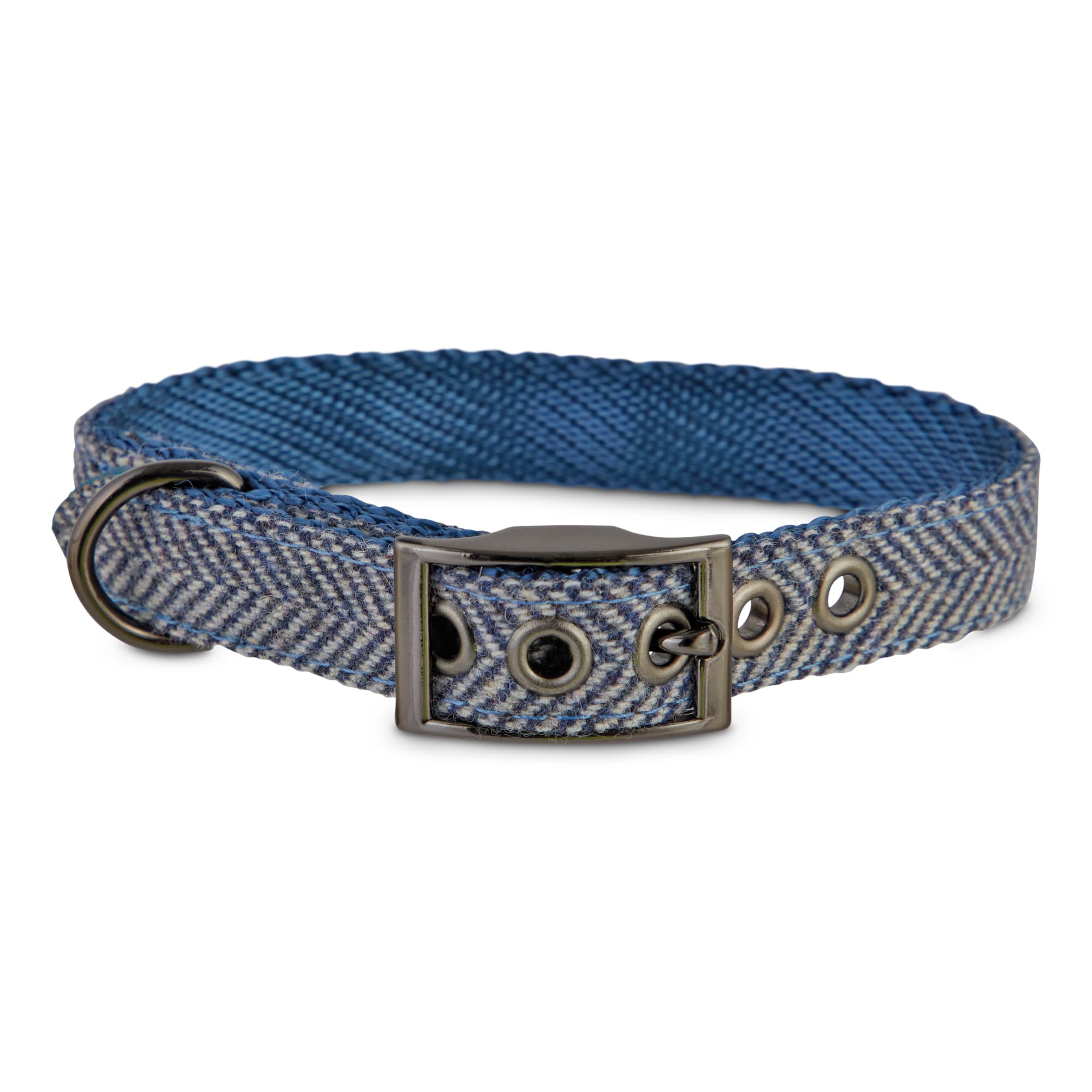 Bond & Co. Blue Herringbone Dog Collar, X-Small/Small | Petco