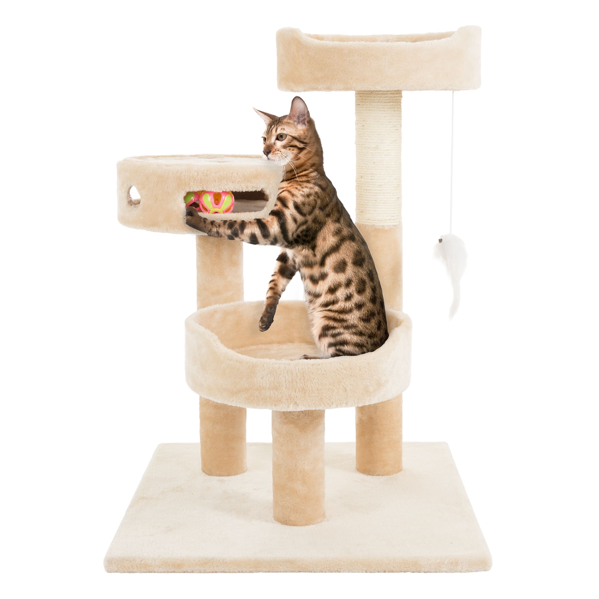 Cat Scratching Post with Toy Ball Playpost Sisal Scratch Pole