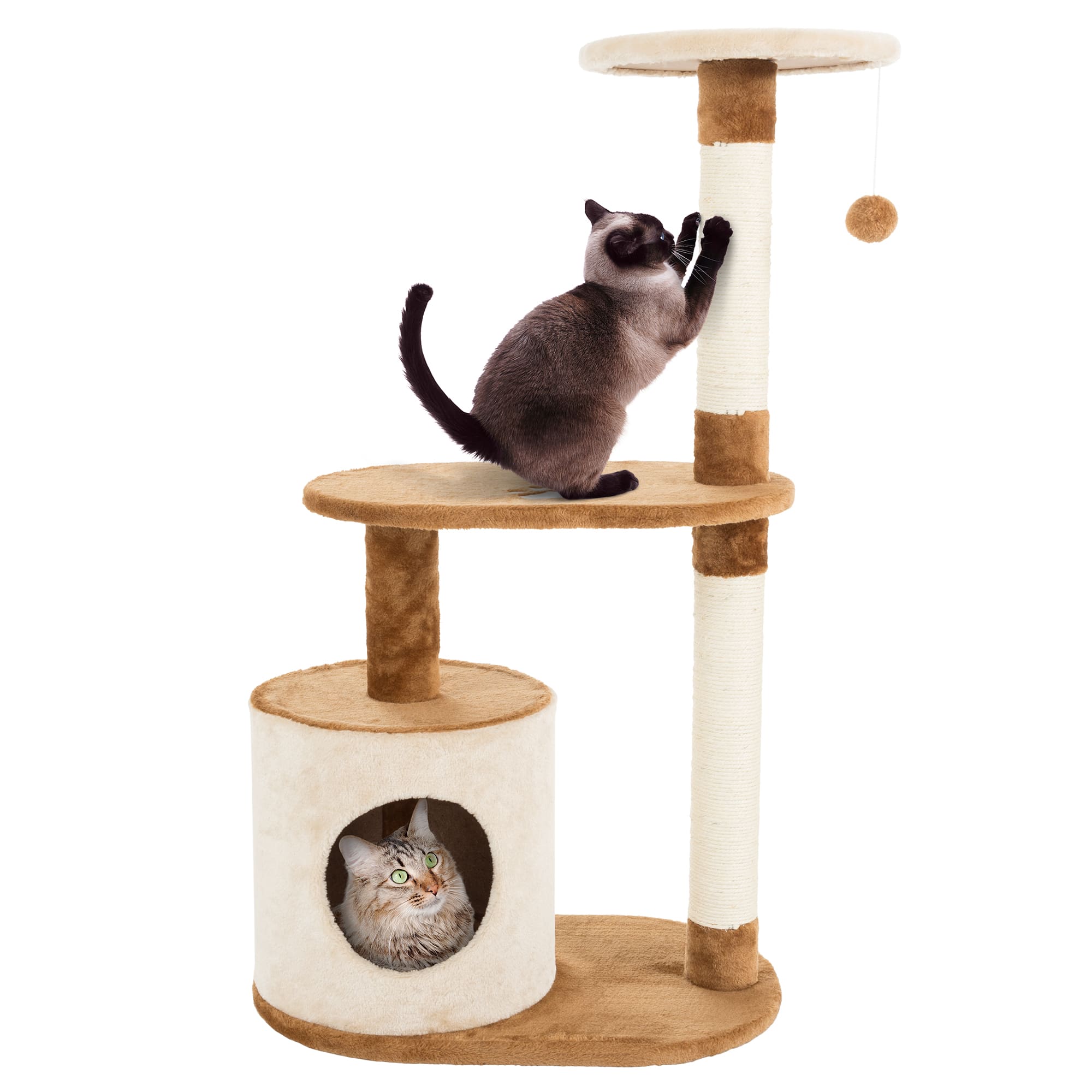PETMAKER 3 Level Cat Tree Condo with Scratching Posts in Brown, 37.5" H