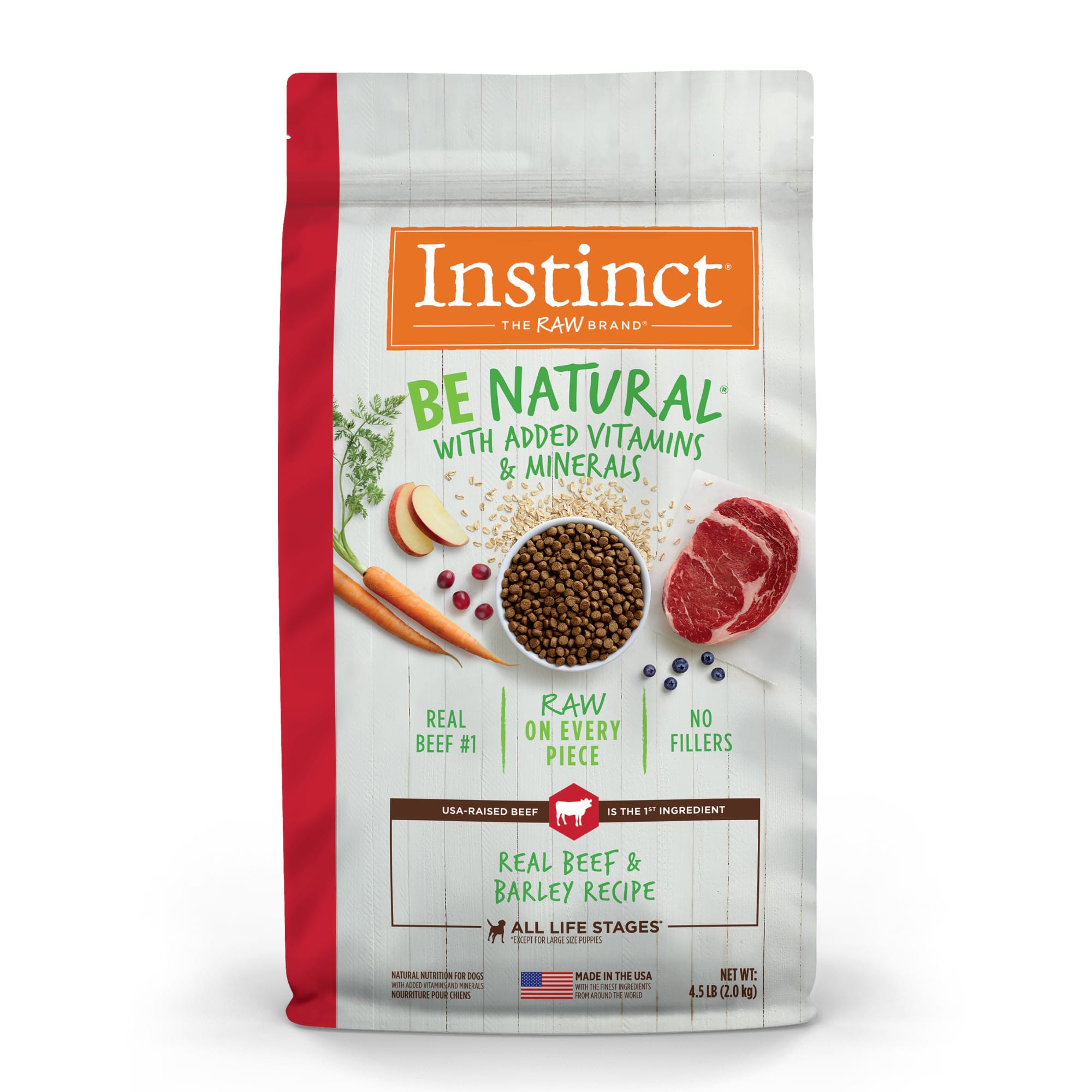 Instinct Be Natural Real Beef & Recipe Freeze-Dried Raw Coated Dry Dog Food, 25 lbs. Petco