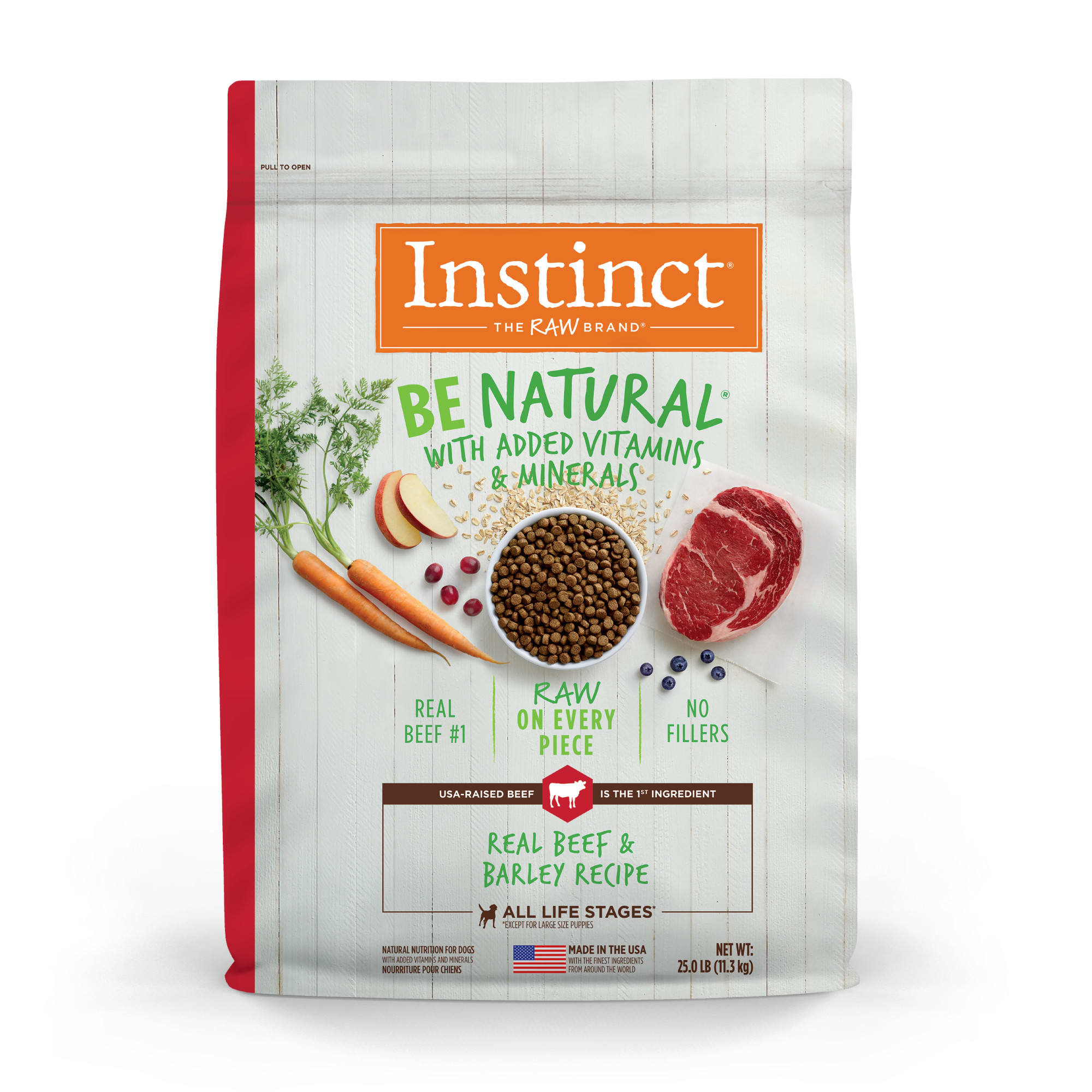 Instinct Be Natural Real Beef  Barley Recipe Natural Dry Dog Food, 25 lbs.  Petco