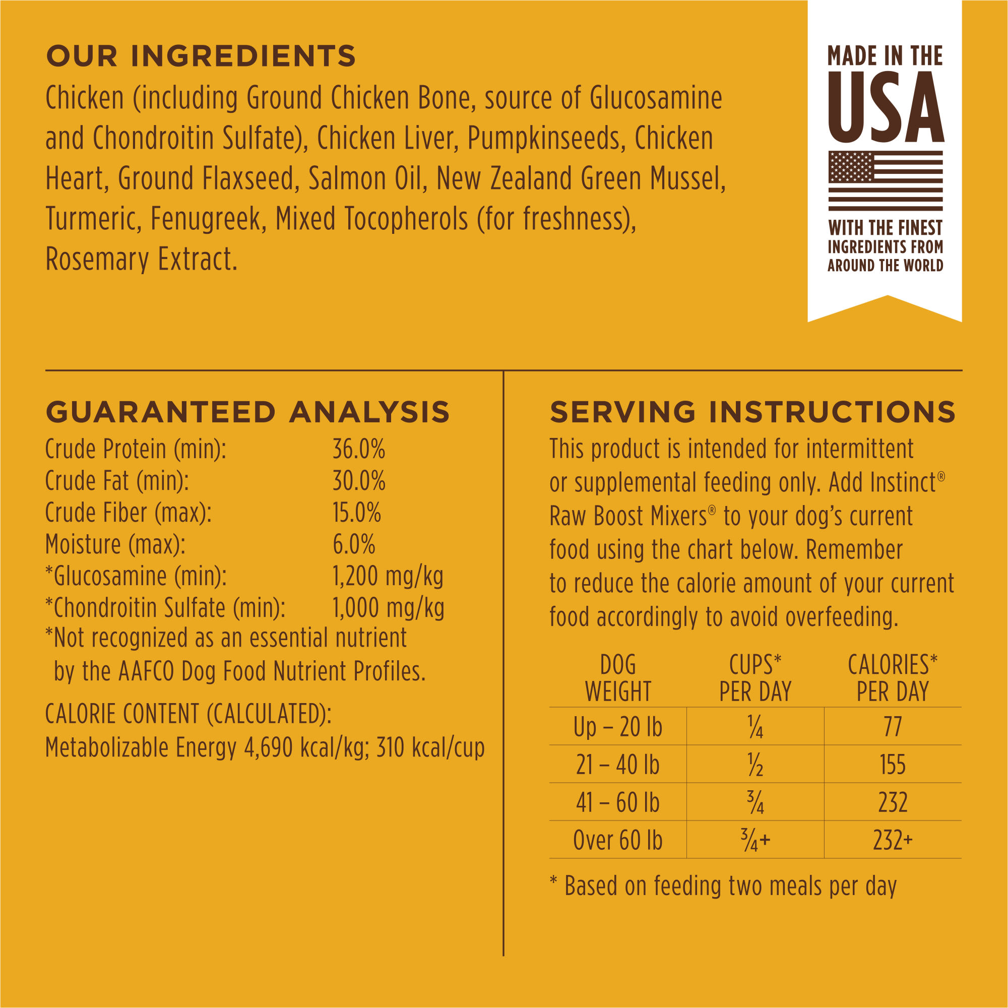 Instinct Boost Mixers Mobility Support Recipe Grain Free Freeze Dried Raw Dog Food Topper 5.5-oz