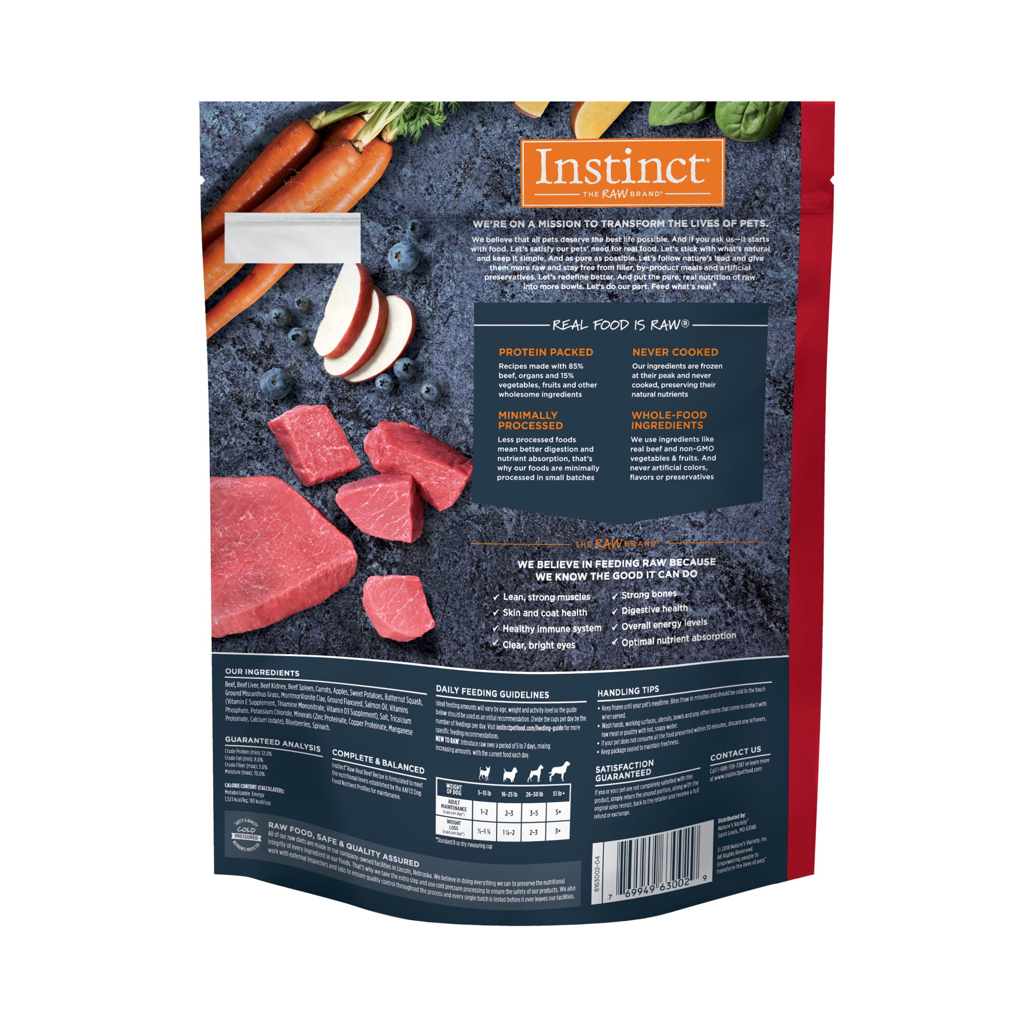 Instinct Frozen Raw Bites Grain Free Real Beef Recipe Dog Food 6 lbs. Petco