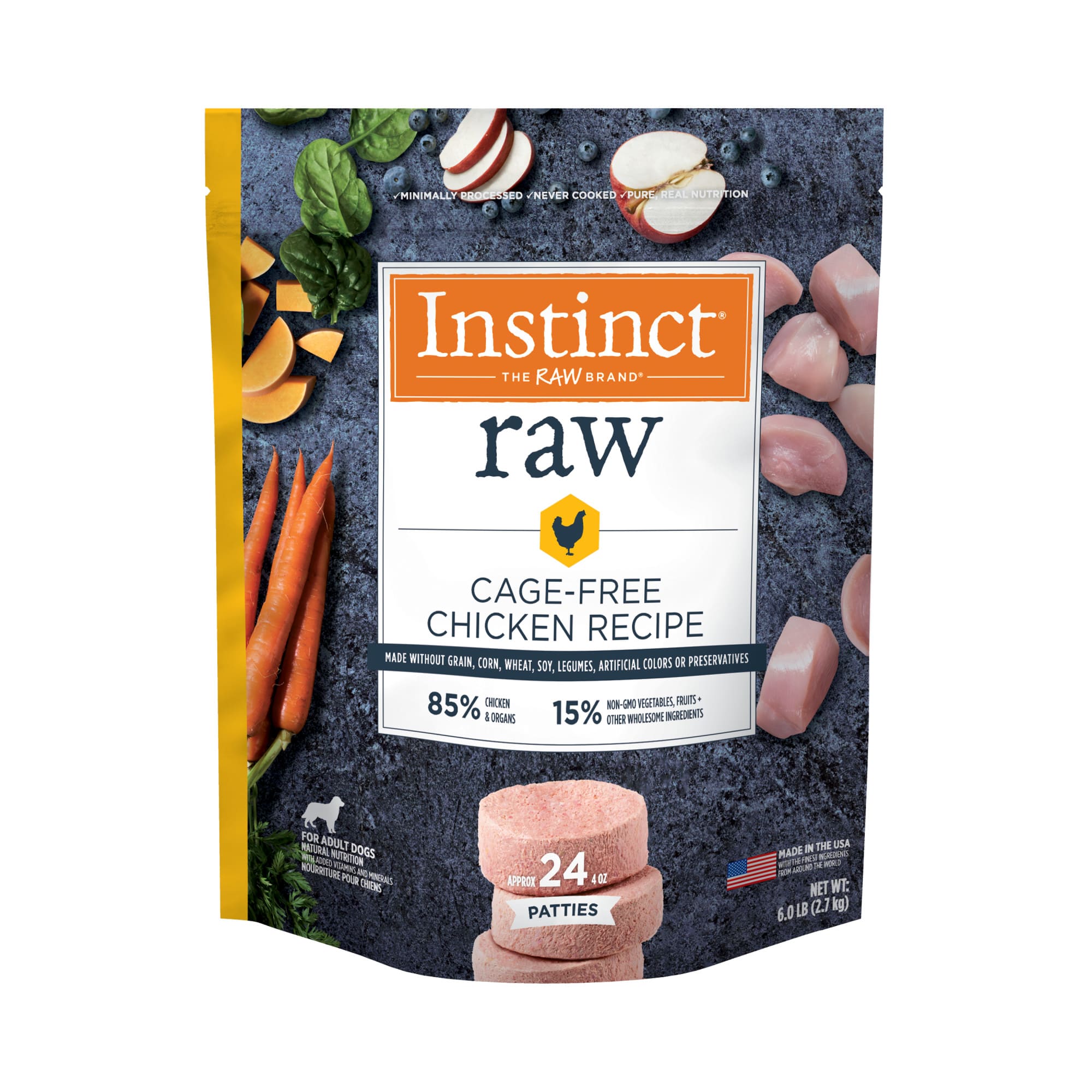 Instinct Frozen Raw Patties Grain Free Cage Free Chicken Recipe