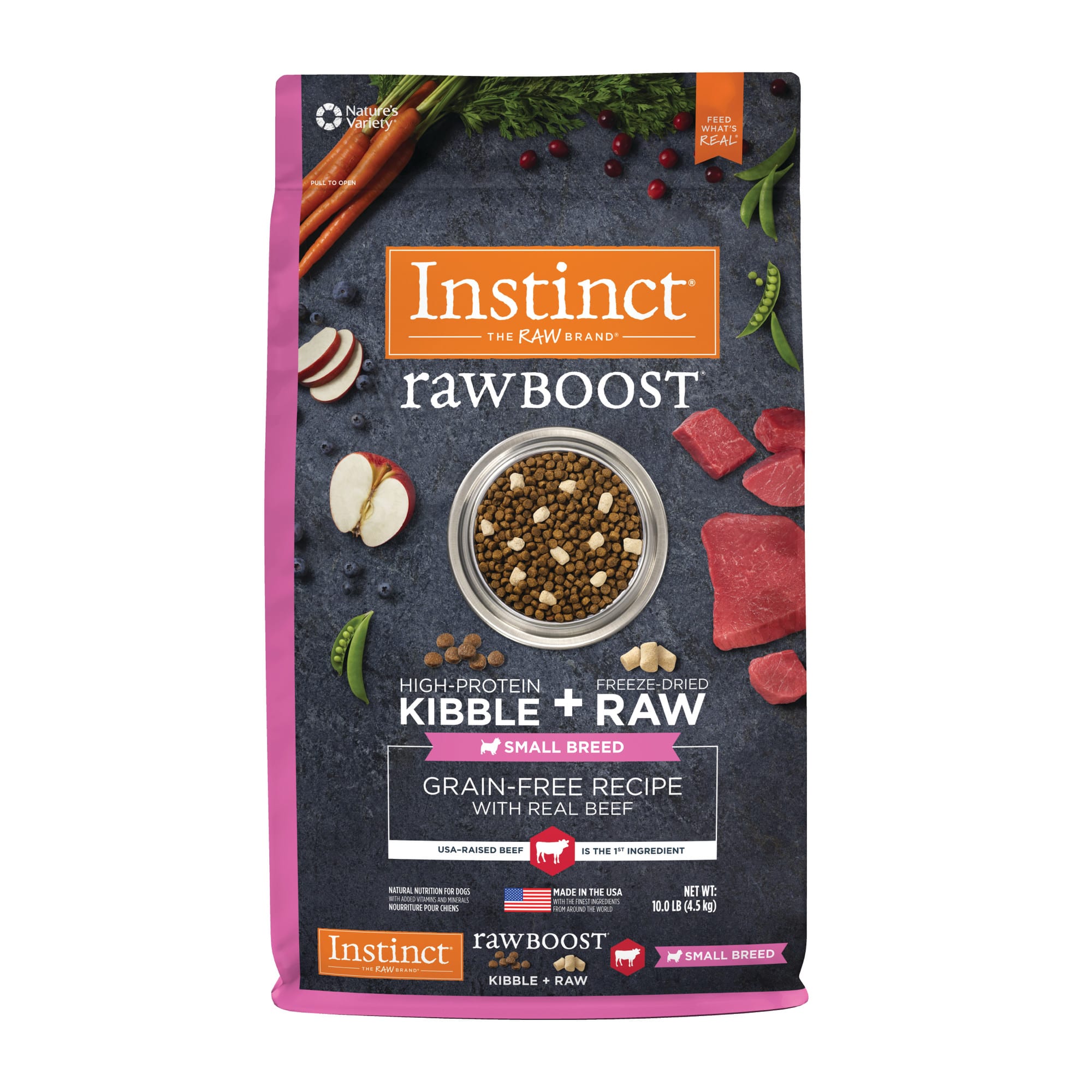 Instinct Raw Boost Small Breed Grain Free Recipe with Real Beef Natural Dry Dog Food 10 lbs