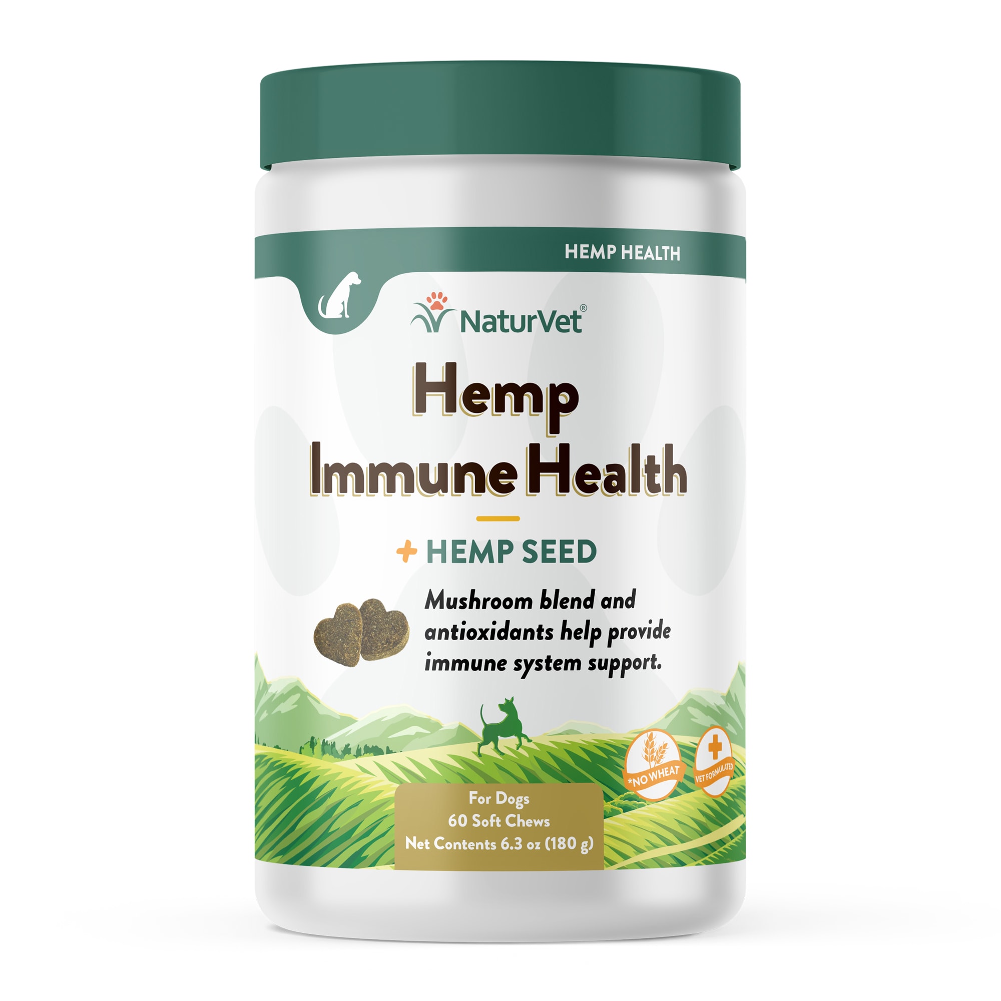 NaturVet Hemp Immune Support Soft Chews for Dogs, Count of 60