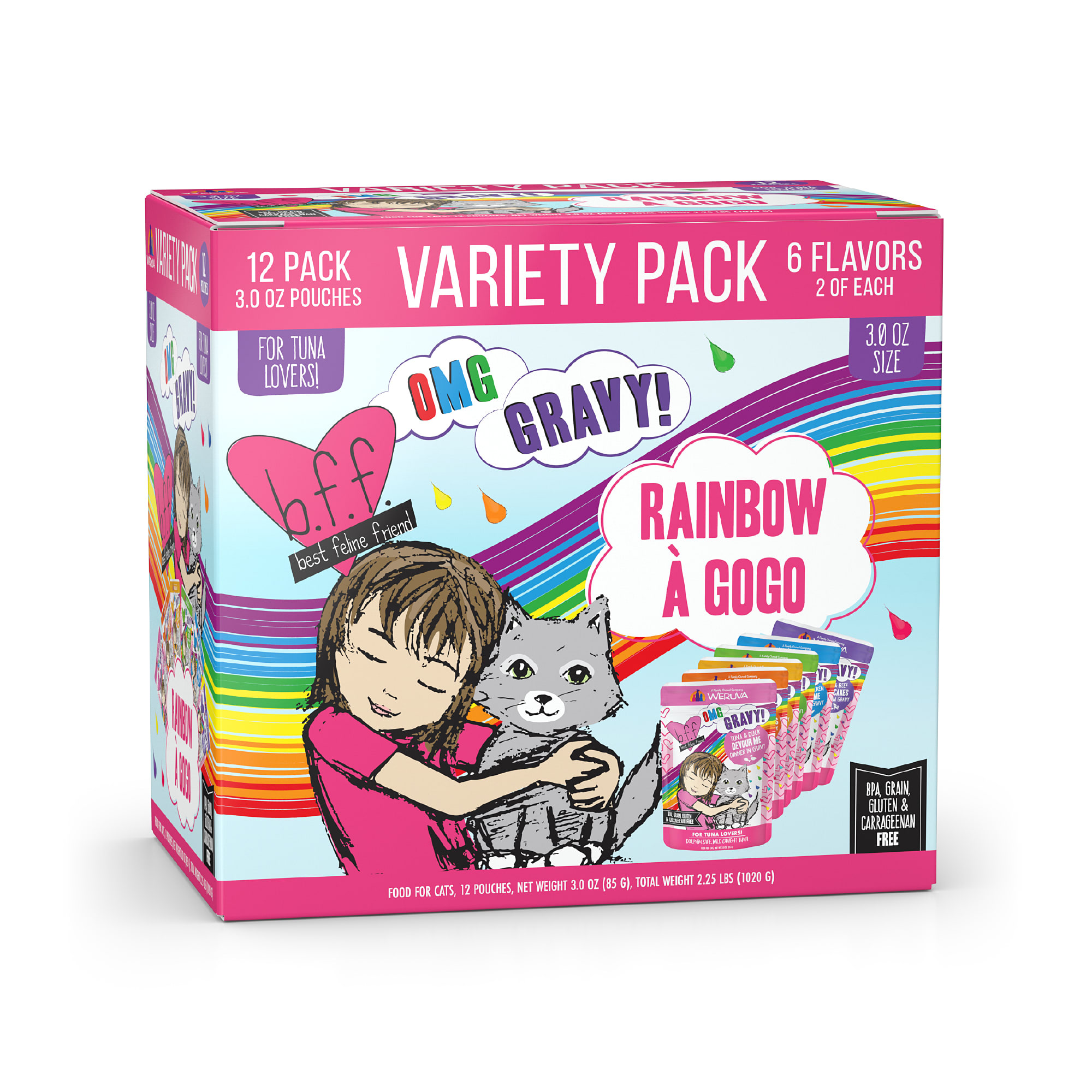 B.F.F. OMG Rainbow A Gogo Variety Pack Wet Cat Food 3 oz Count