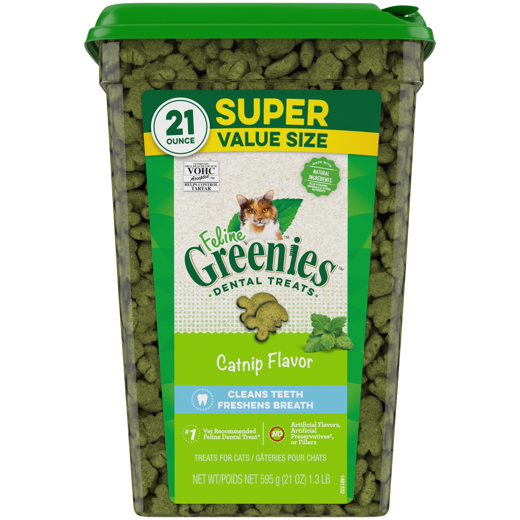 Feline Greenies Natural Catnip Flavor Adult Dental Cat Treats, 21 oz