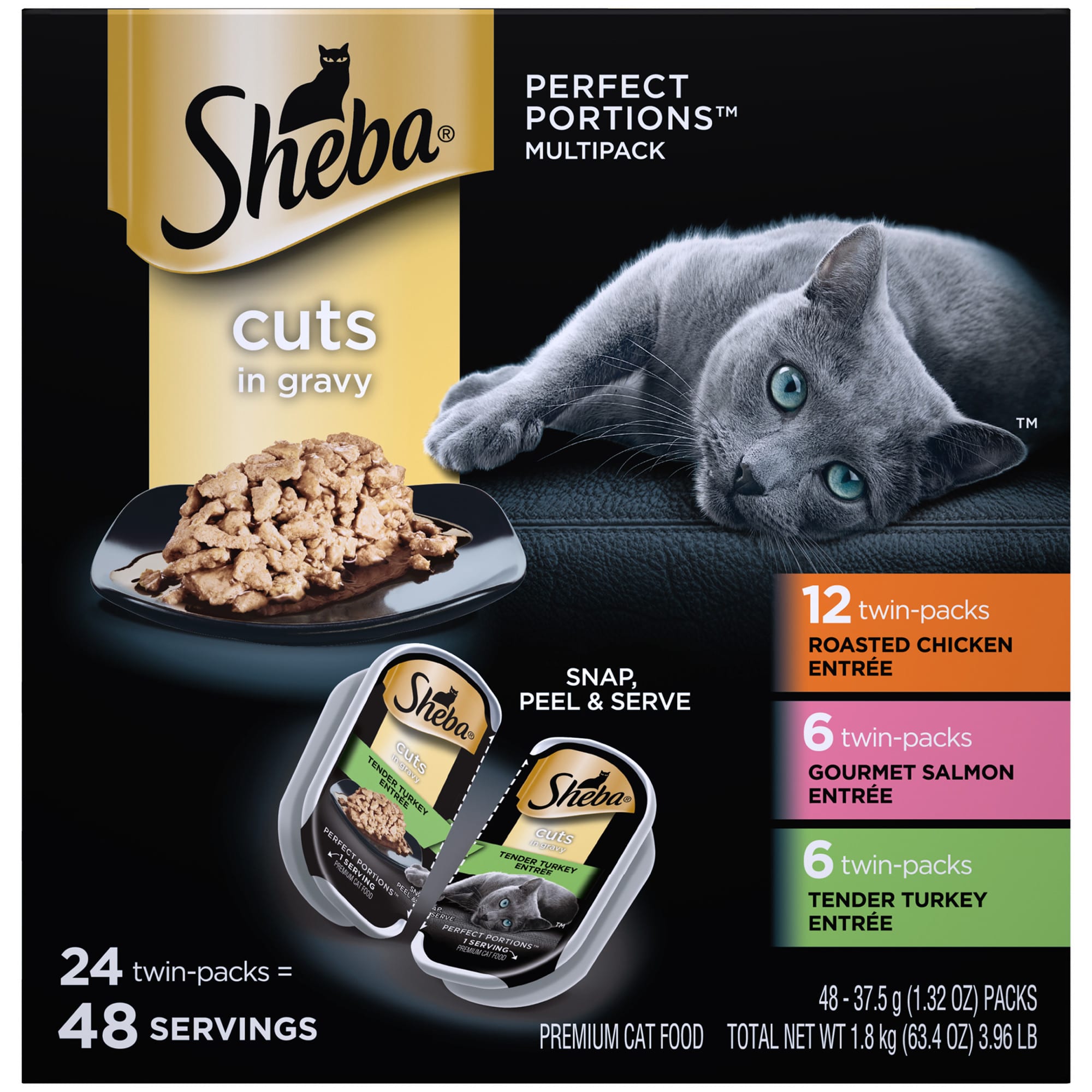 Sheba Perfect Portions Gravy Roasted Chicken Gourmet Salmon