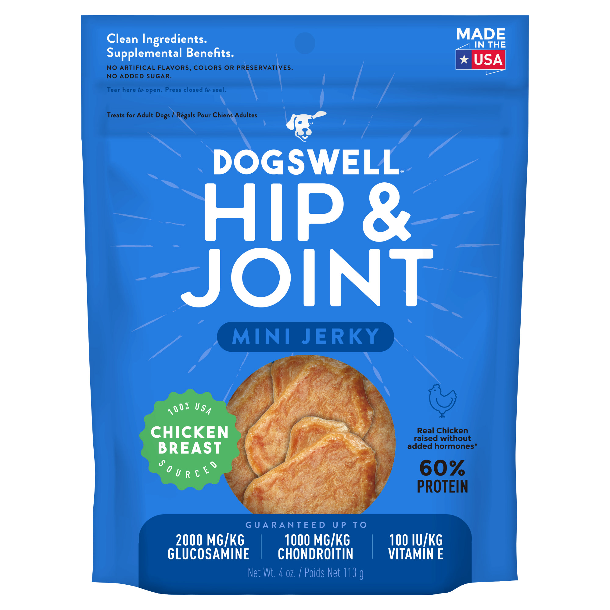 Dogswell Hip & Joint Jerky Minis Grain-Free Chicken Breast for Dogs, 4 ...