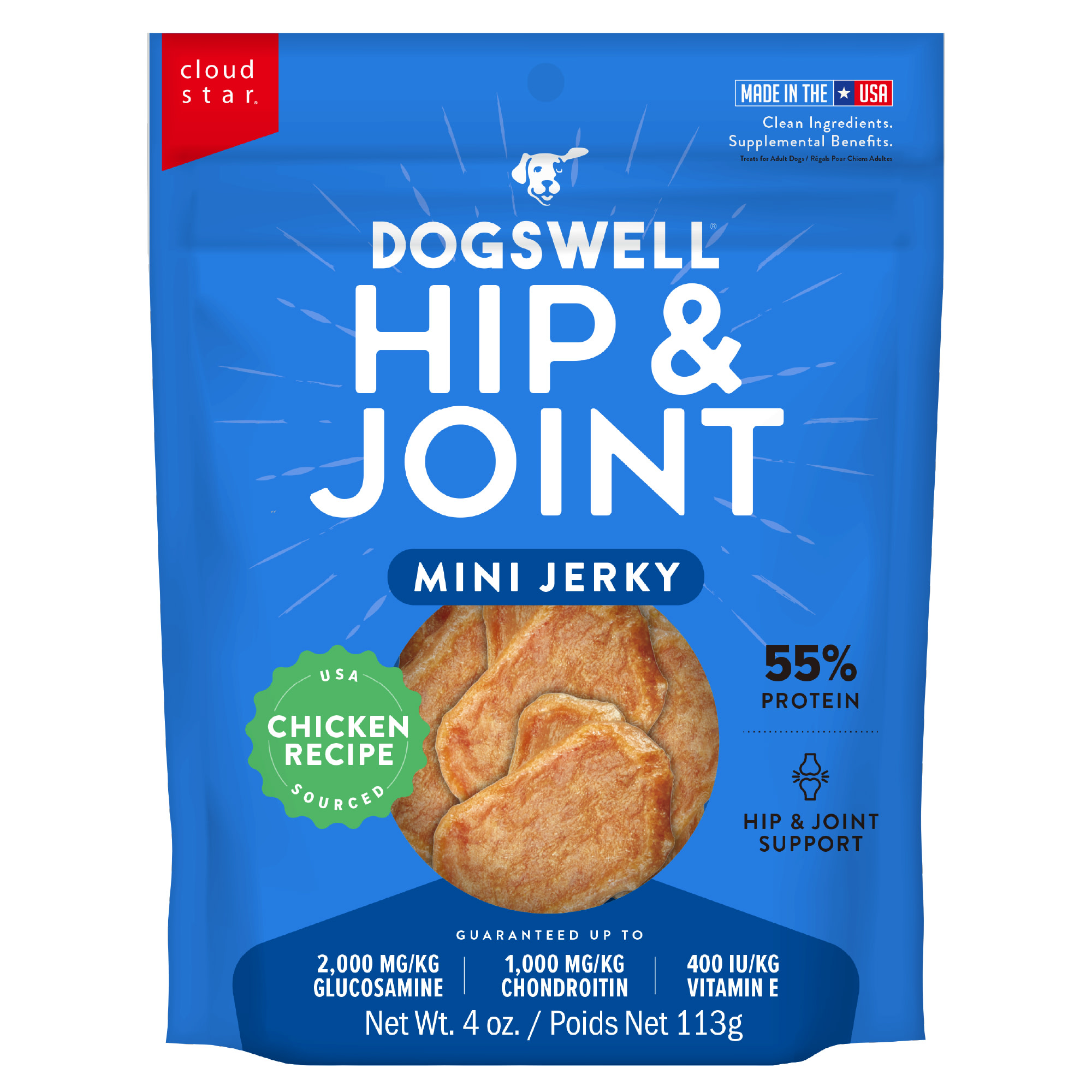 Dogswell Chicken Jerky Minis for Hip & Joint Health, 4 oz