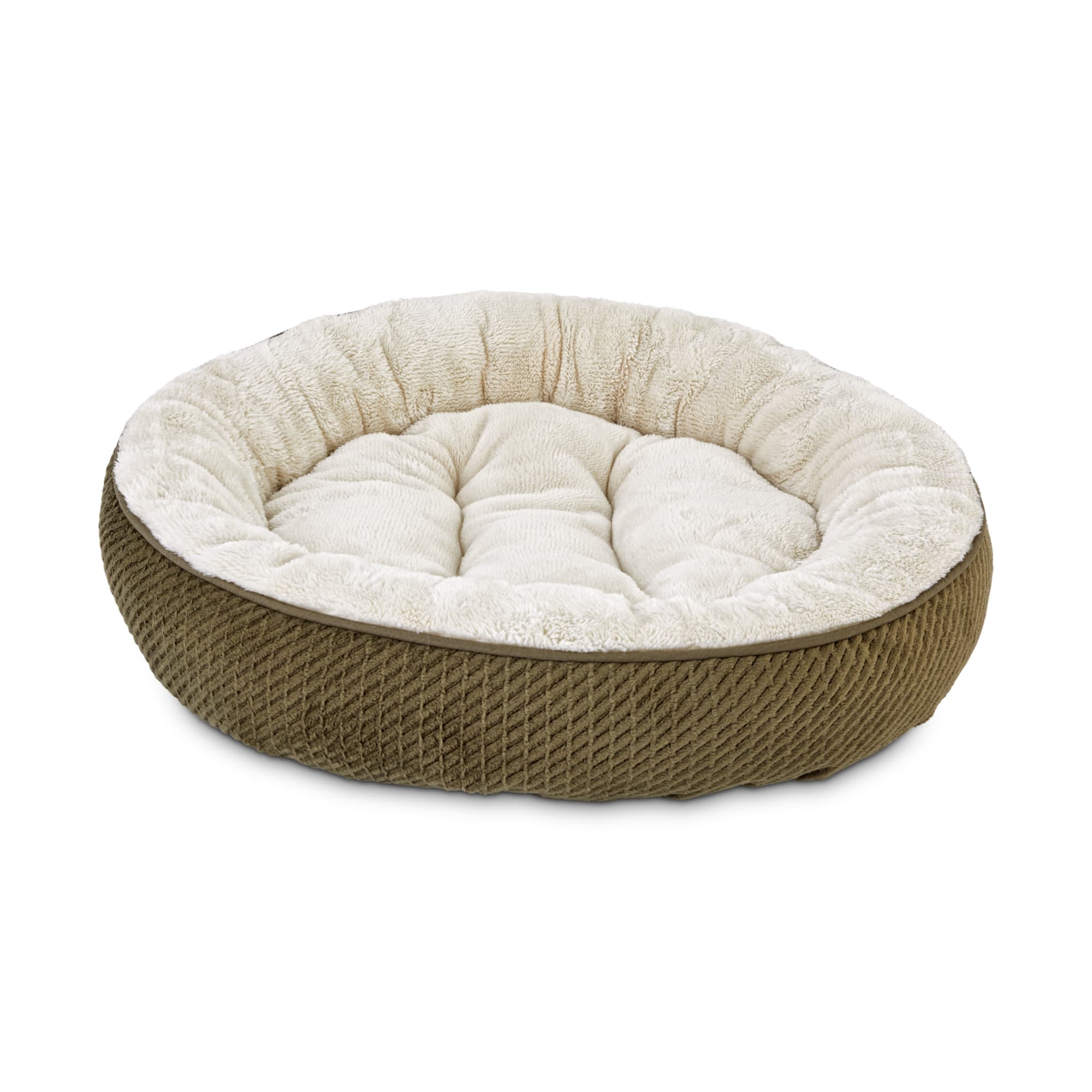 Harmony Textured Round Cat Bed In Olive, Round Cat Bed