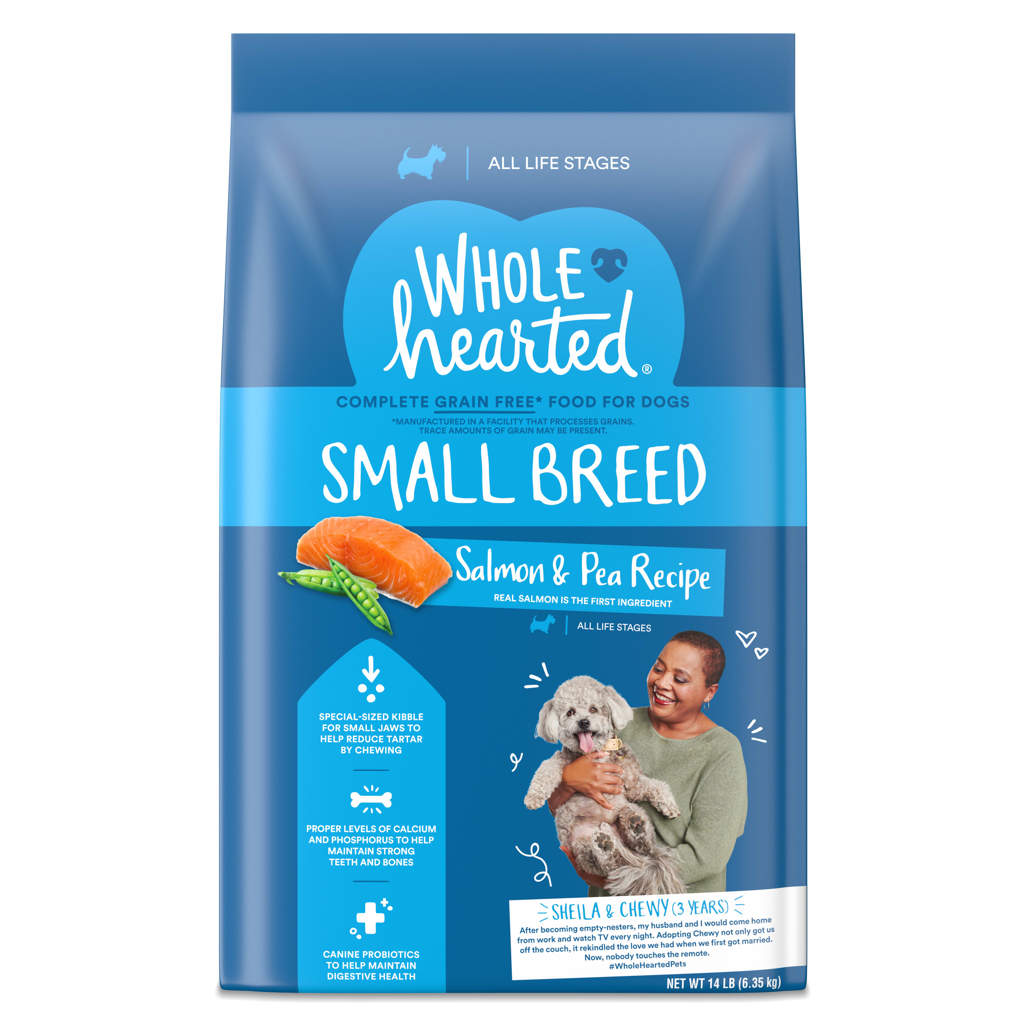 WholeHearted Grain Free Small Breed Salmon and Pea Recipe Dry Dog Food for All Life Stages 14 lbs