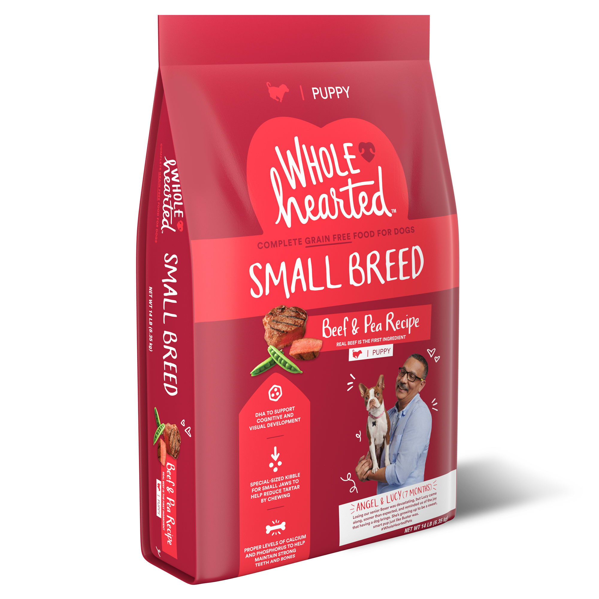 WholeHearted Grain Free Small Breed Beef and Pea Recipe Dry Puppy Food 14 lbs