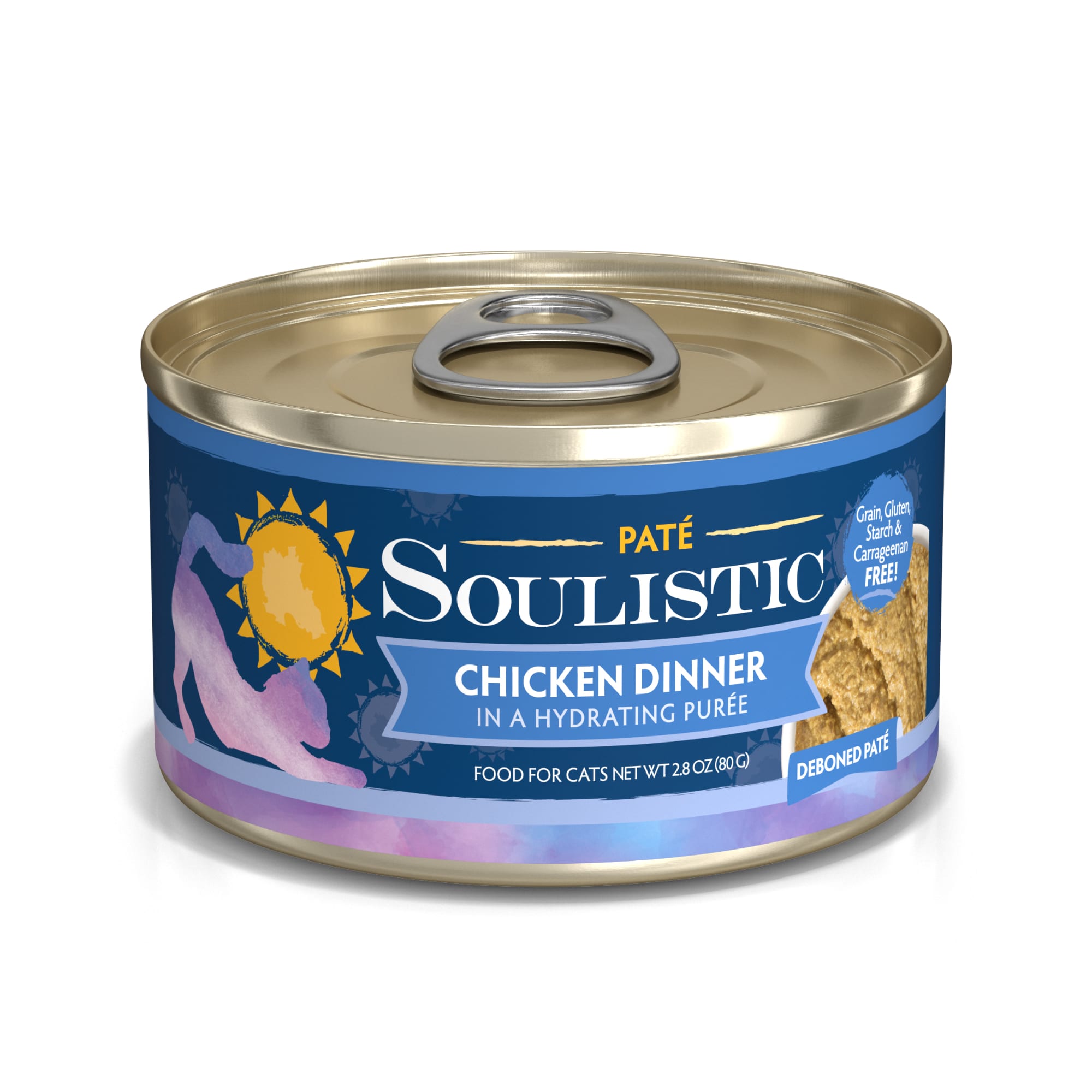 Soulistic Pate Chicken Dinner in a Hydrating Puree Wet Cat Food 2.8 oz. Case of 12