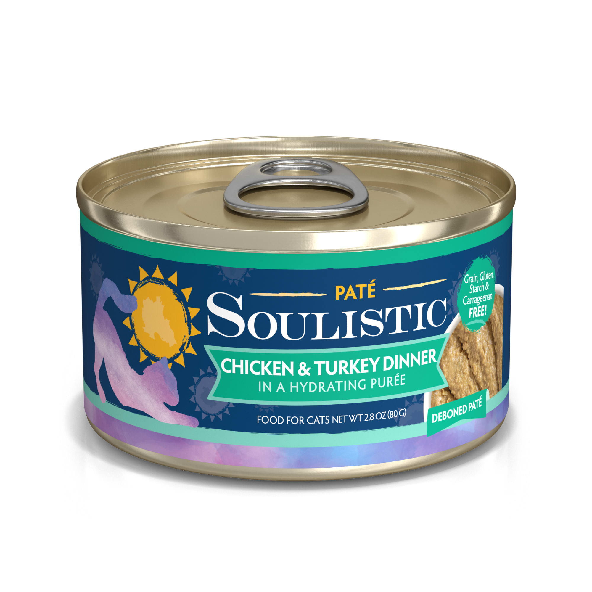 Soulistic Pate Chicken Turkey Dinner in a Hydrating Puree Wet Cat Food 2.8 oz. Case of 12