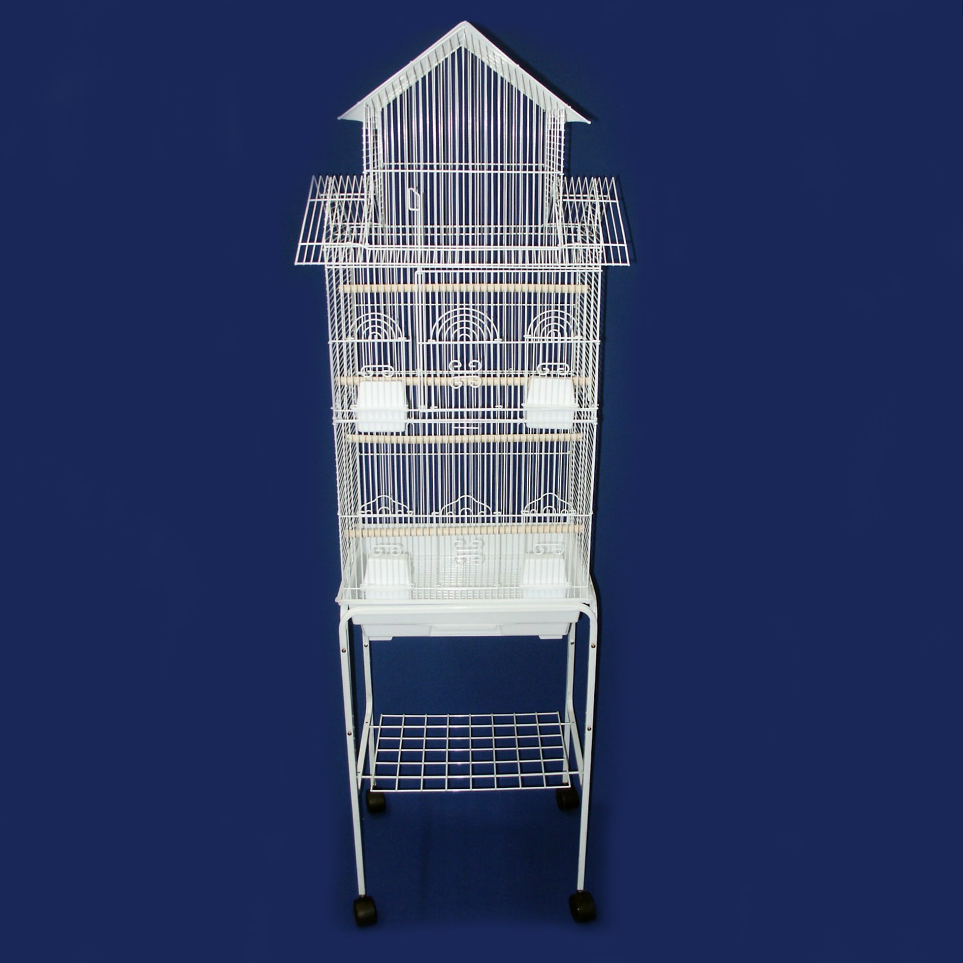 YML 3/8" Bar Spacing Tall Pagoda Top Black Bird Cage With Stand, 18" L X 14" W X 66" H Petco