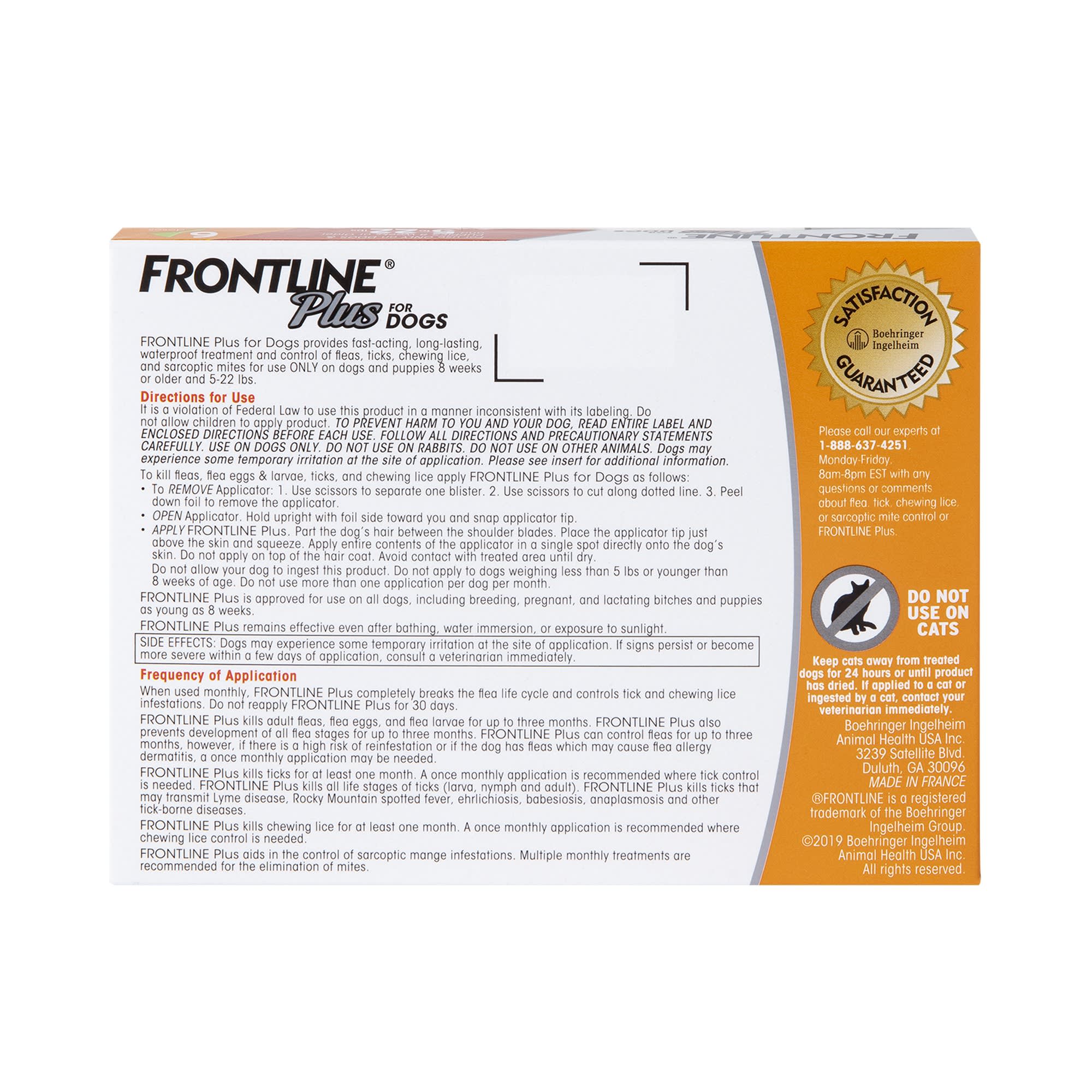 FRONTLINE Plus Flea and Tick Treatment for Small Dogs Upto 5 to 22 lbs. 6 Treatments