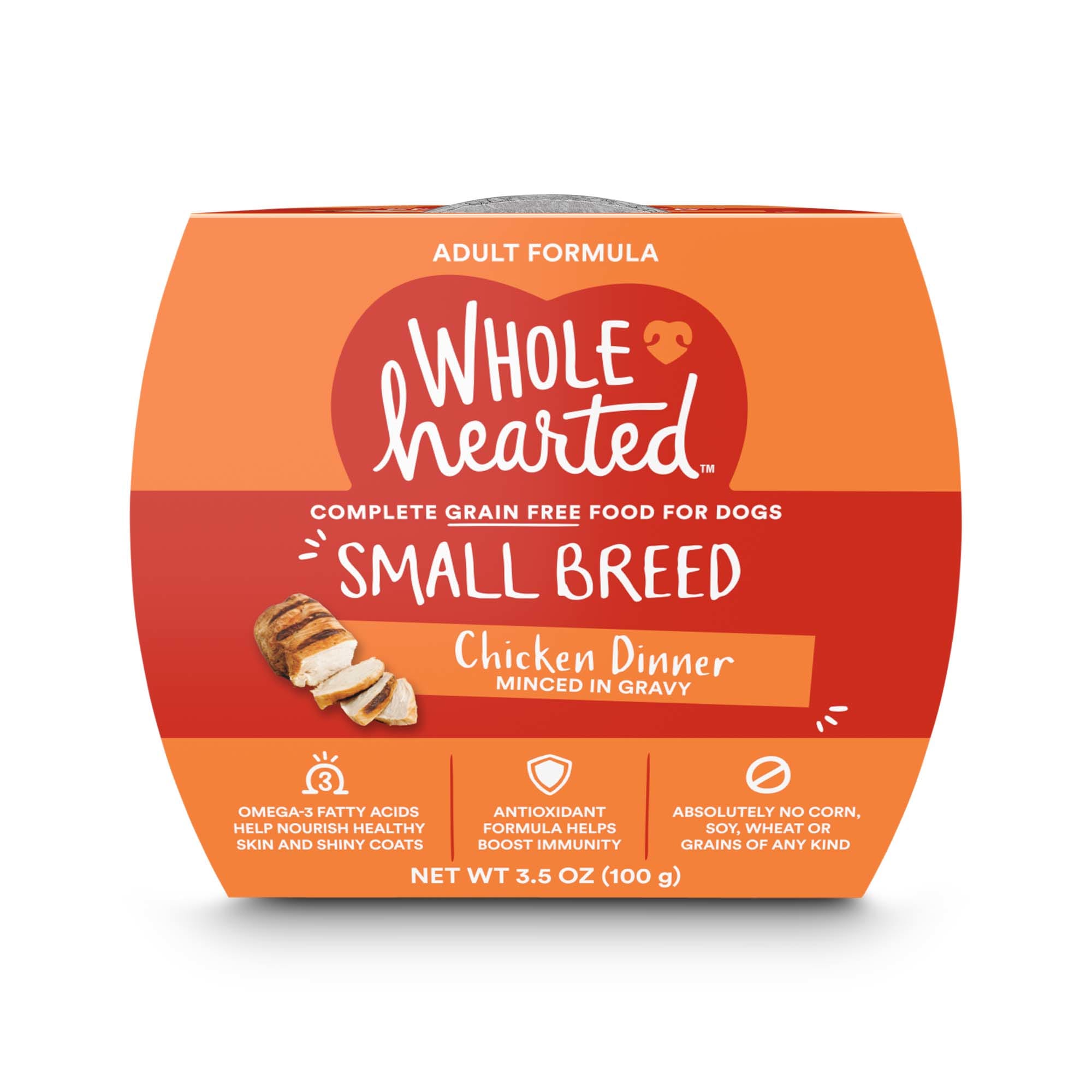 WholeHearted Grain Free Small Breed Chicken Dinner Adult Wet Dog Food 3.5 oz. Case of 8