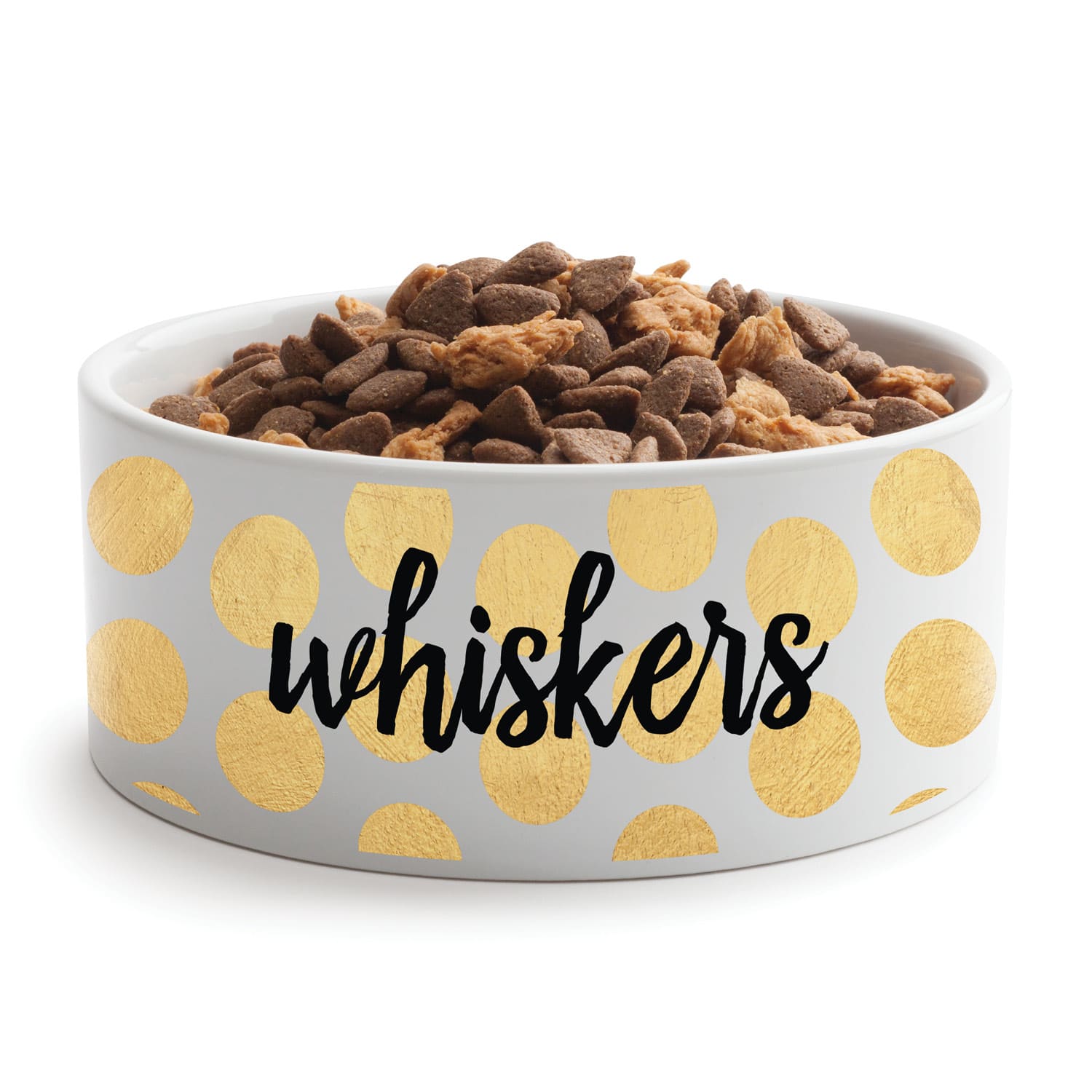 Custom Personalization Solutions Personalized Gold Polka Dots Dog Bowl