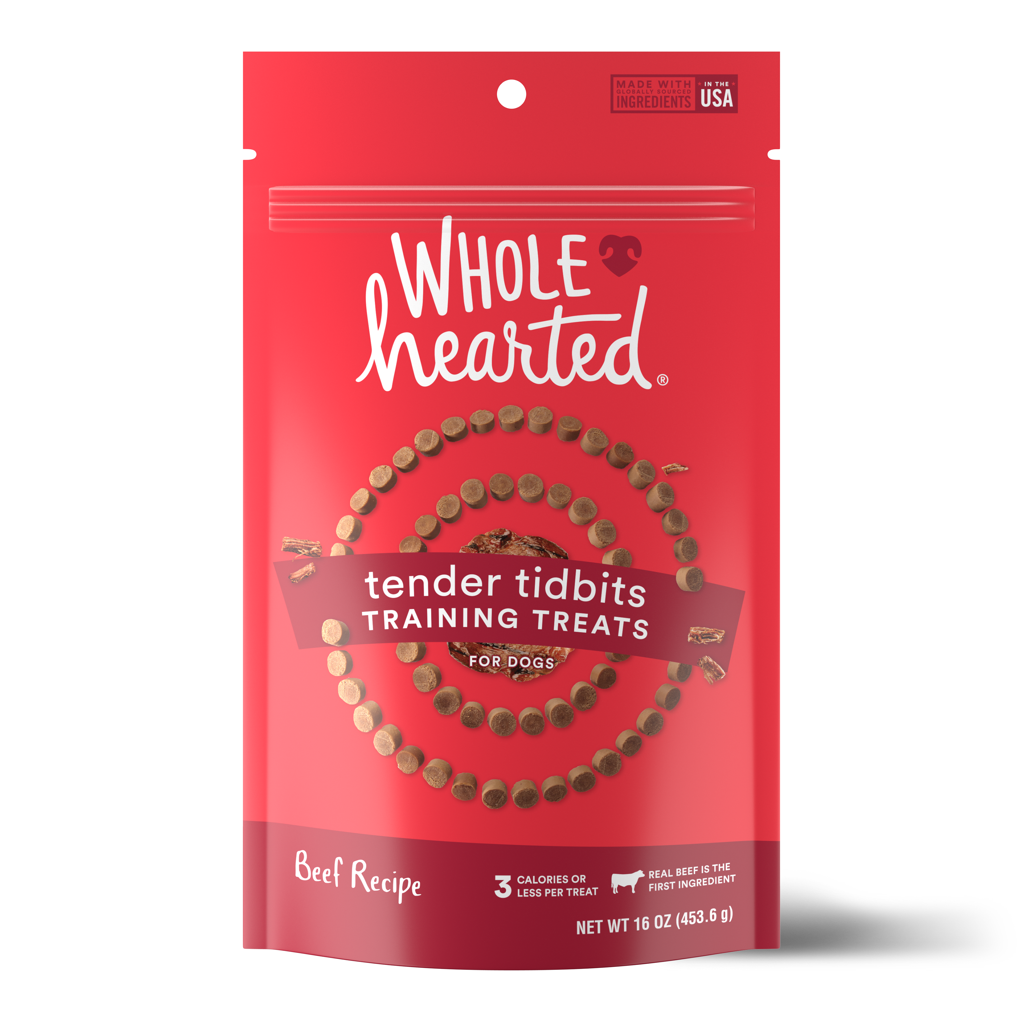 WholeHearted Grain-Free Tender Tidbits Beef Recipe Dog Training Treats, 16 oz.