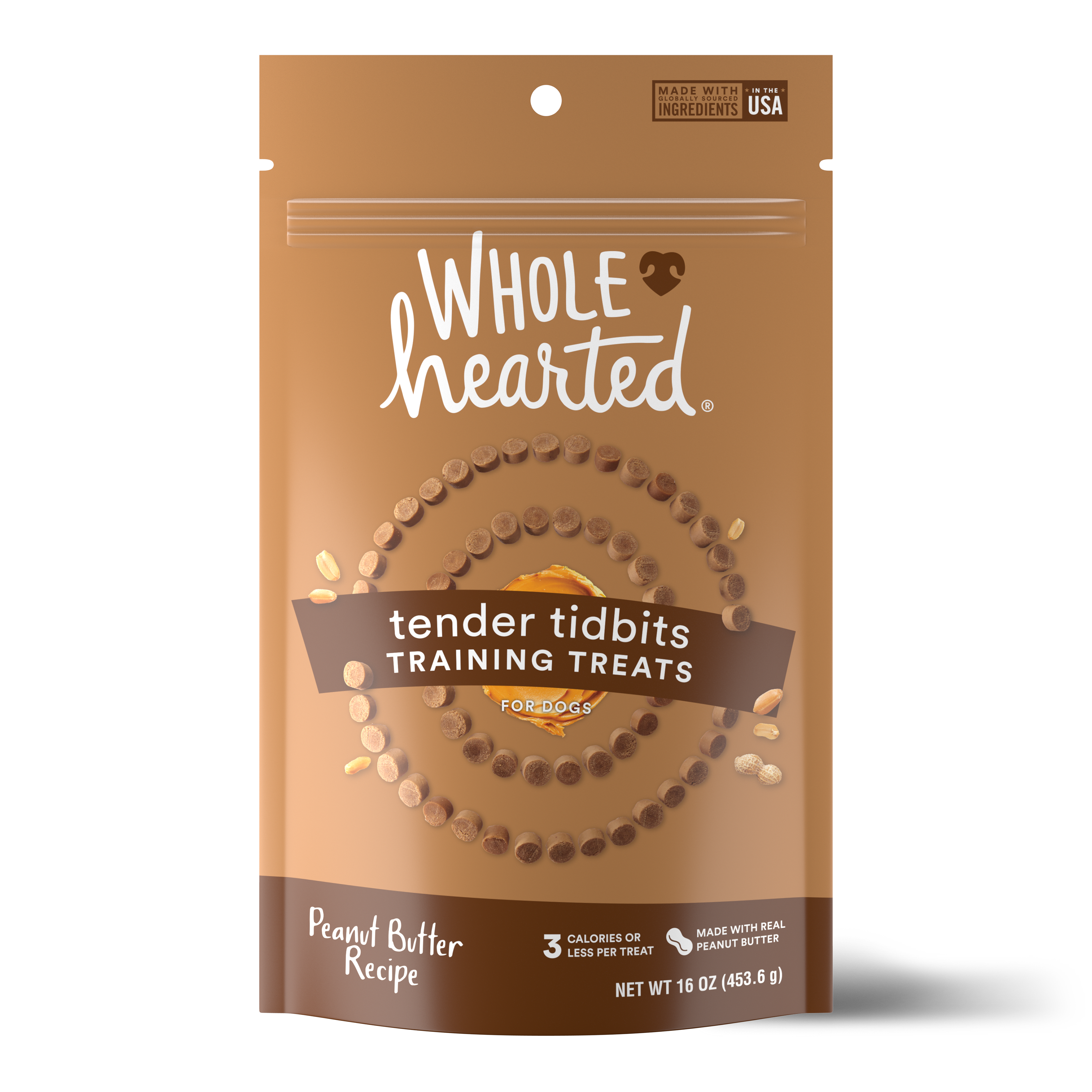 Wholehearted Grain Free Tender Tidbits Peanut Butter Recipe Dog Training Treats 16 Oz Petco