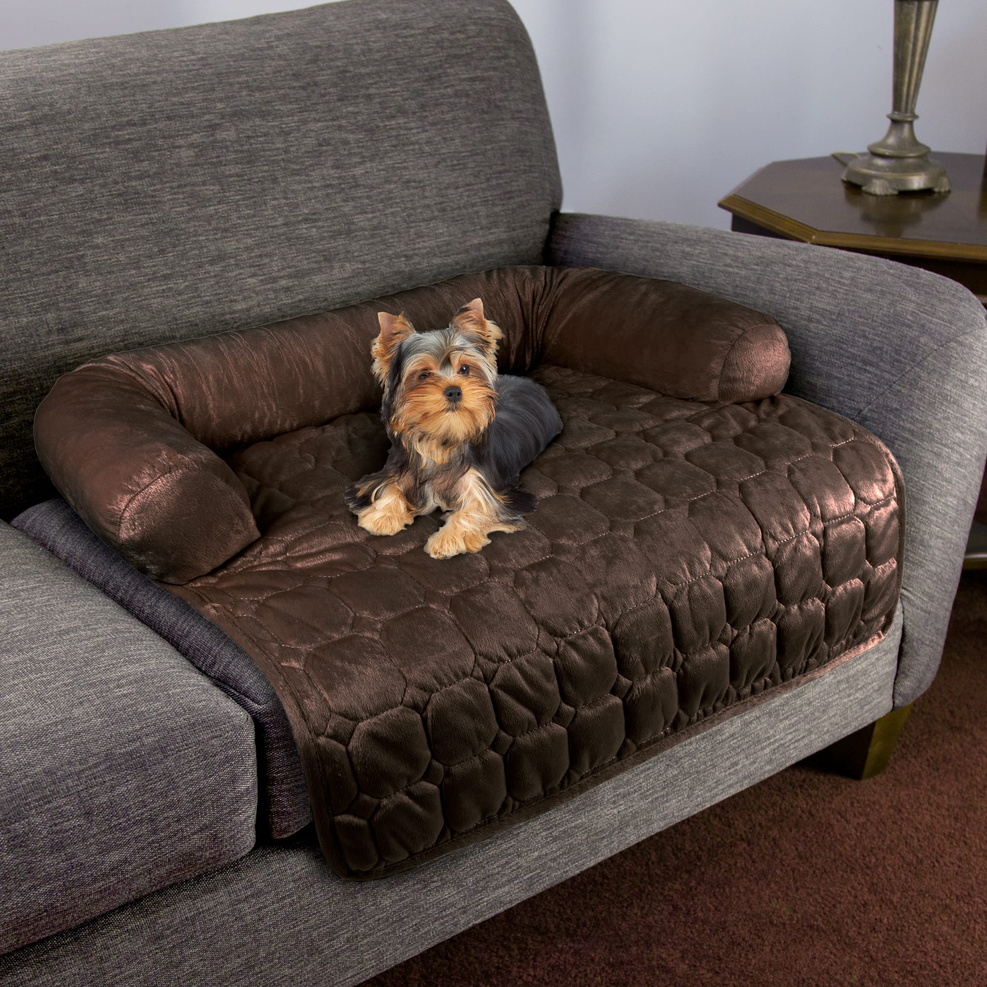 PETMAKER Bolster Couch Protector for Dogs Brown Diamonds from Petco