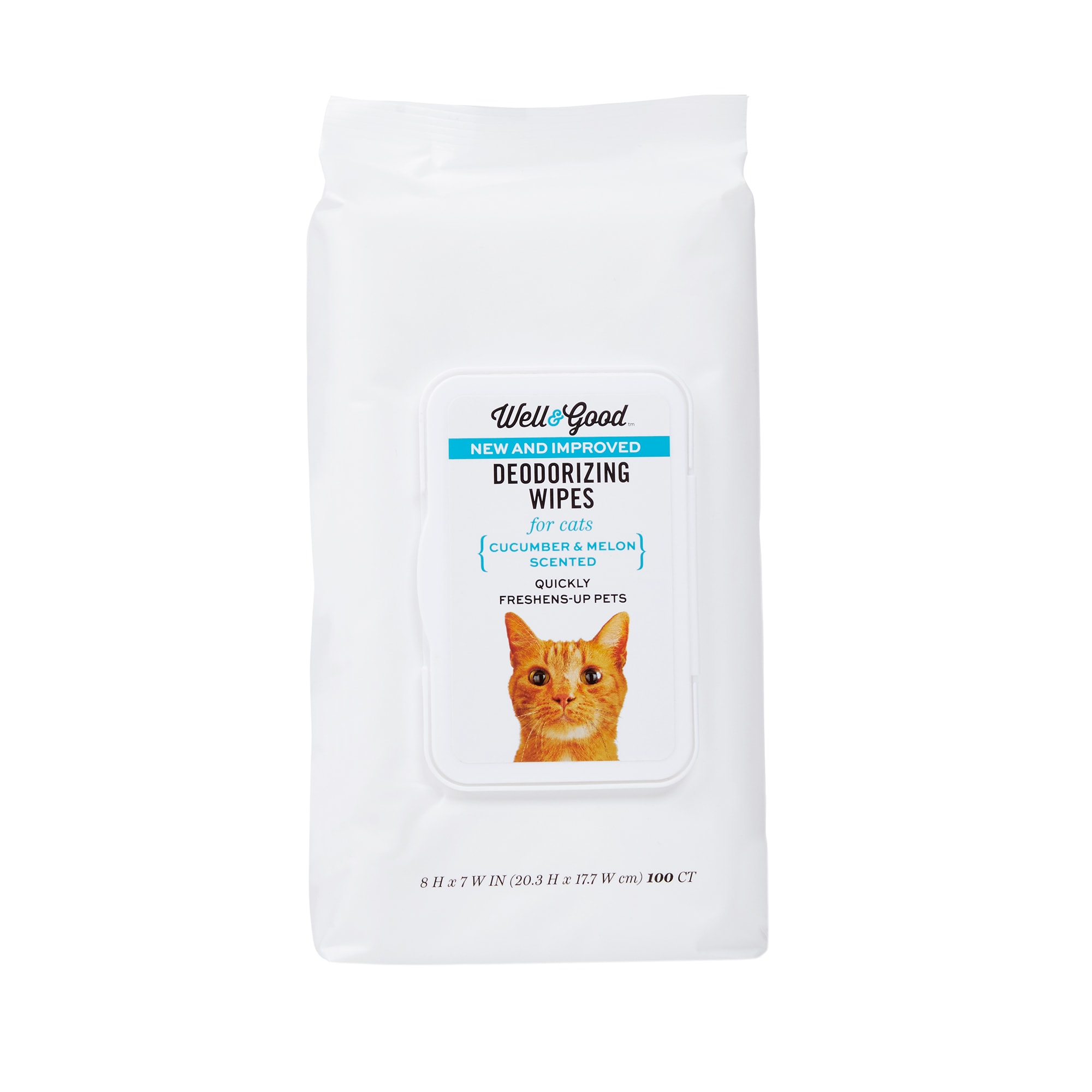 Well & Good Deodorizing Cucumber Melon Cat Wipes, Pack of 100 wipes Petco