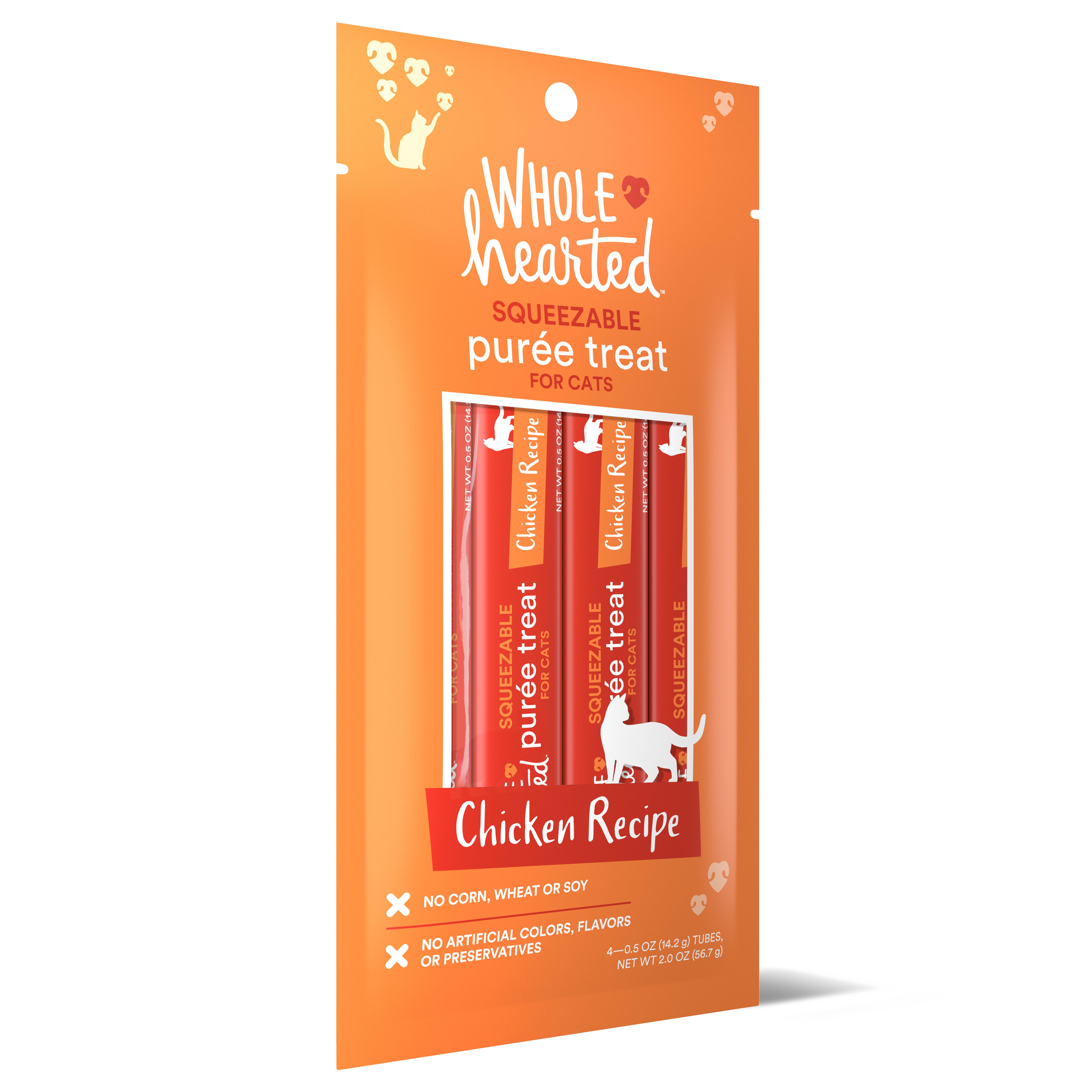 WholeHearted Chicken Recipe Puree Squeezable Cat Treats 0.5 oz