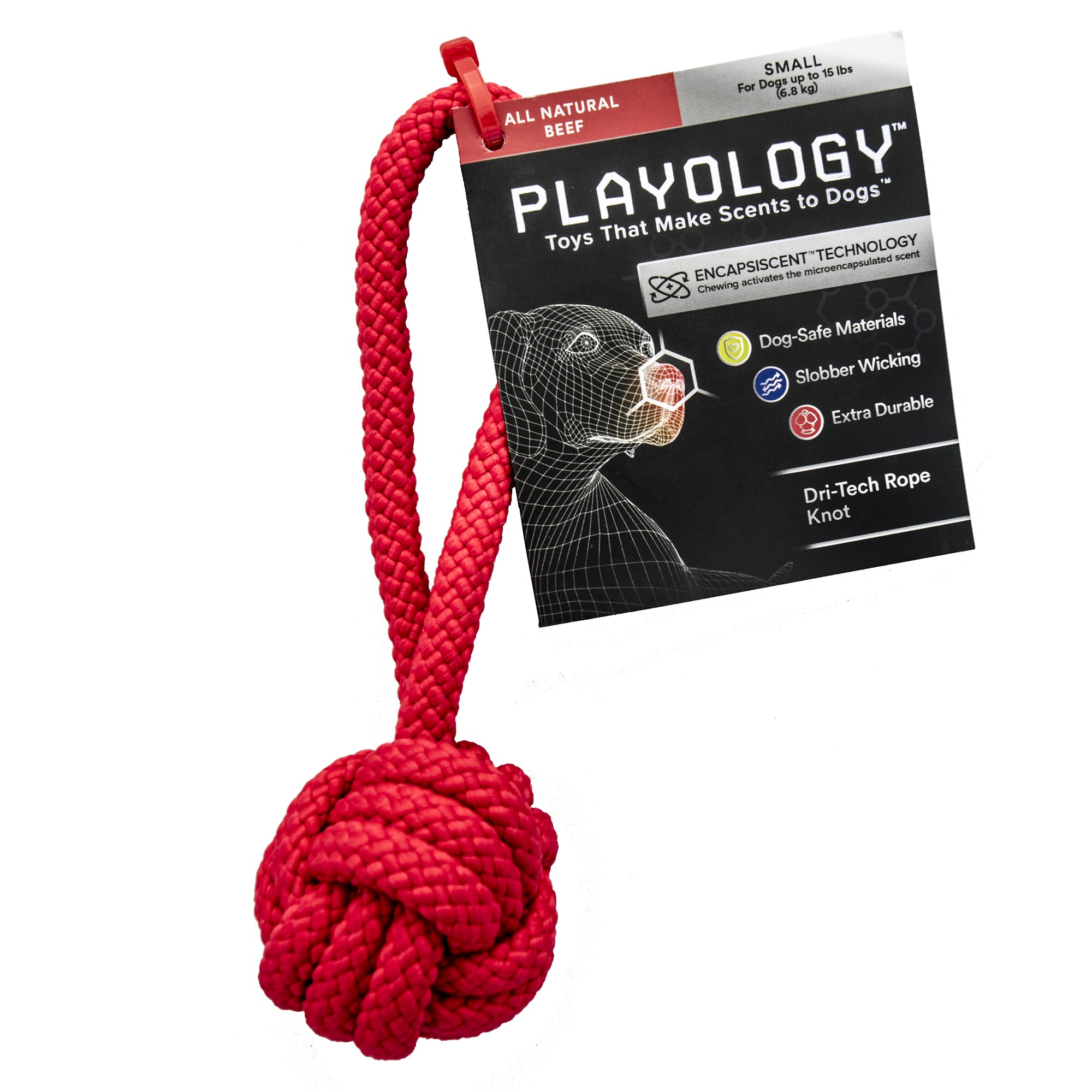 Playology Dri-Tech Dental Rope Peanut Butter Scented Dog Toy - Small