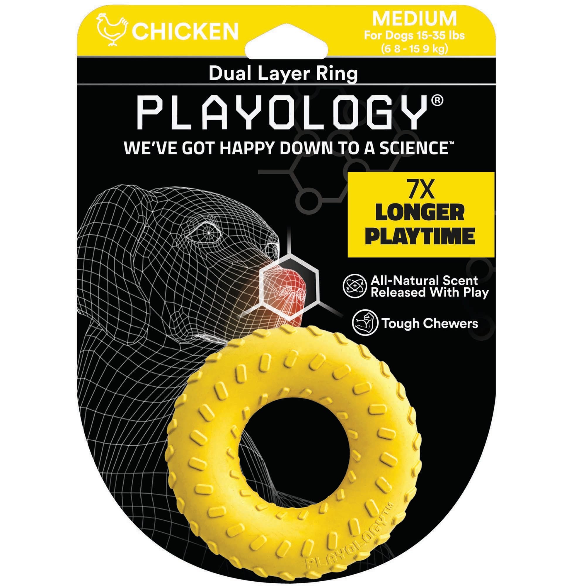 Playology Dual Layer Ring Chicken Dog Toy, Medium Petco