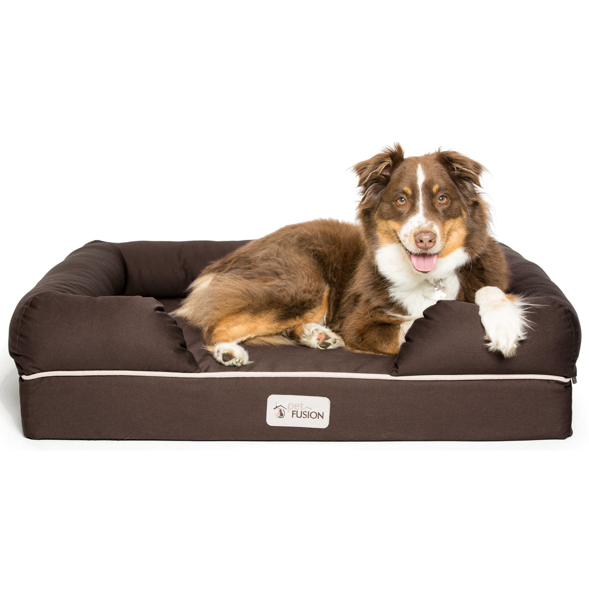 PetFusion Ultimate Orthopedic Memory Foam Brown Dog Bed & Lounge, 36" L X 28" W Petco