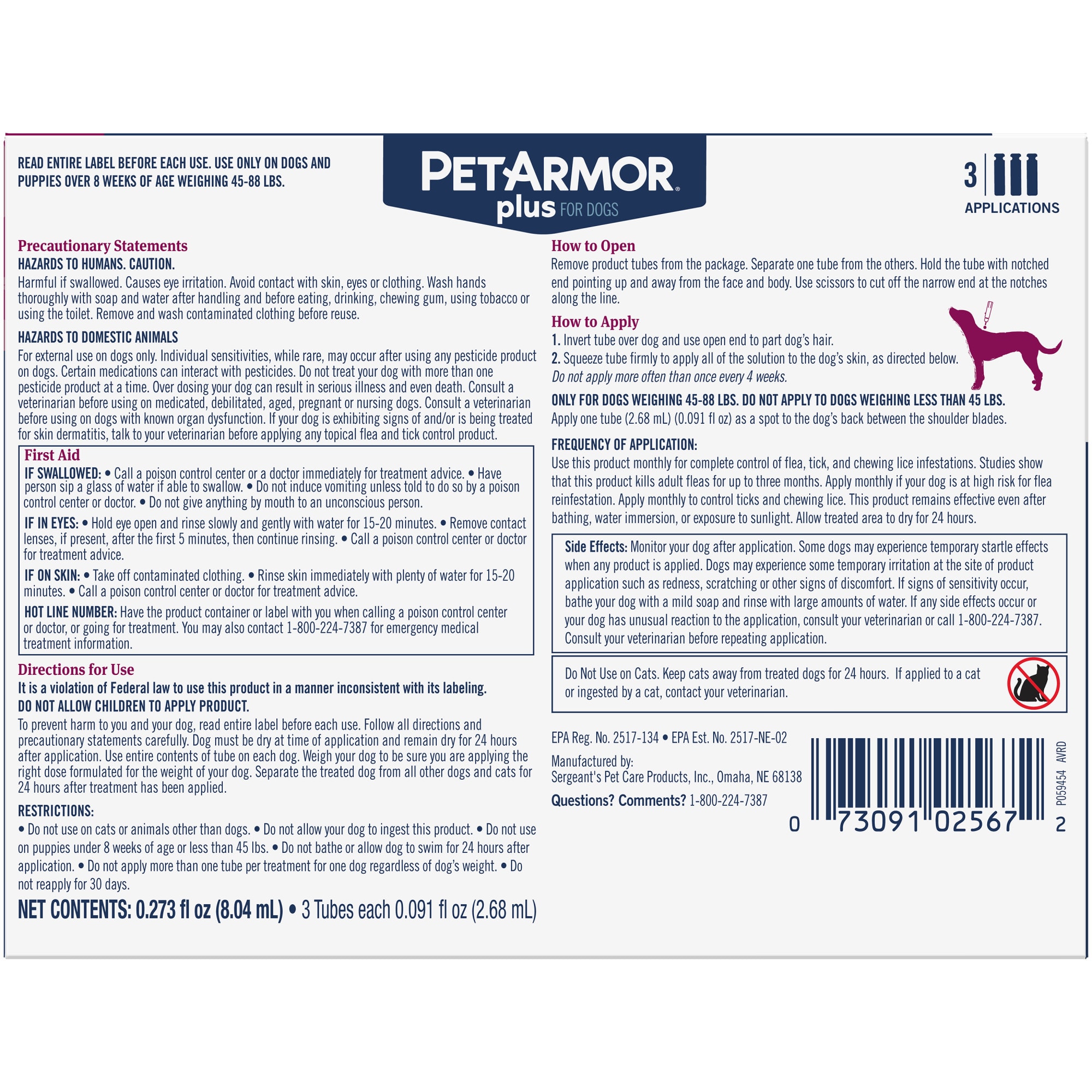 PetArmor Flea Tick Topical Prevention for Dogs 45 88 lbs. 6 month Petco