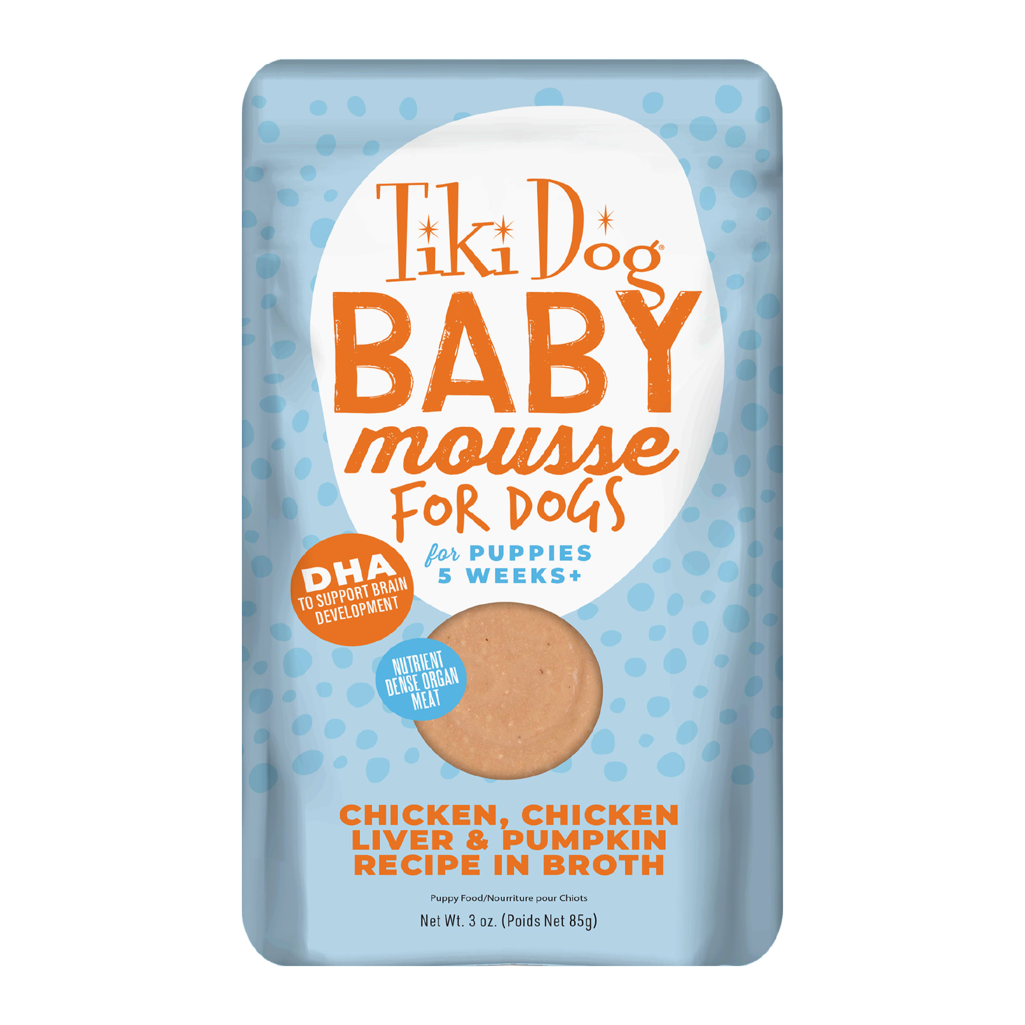 Tiki Dog Baby Mousse Wet Dog Food for Puppies, Chicken, 3 oz